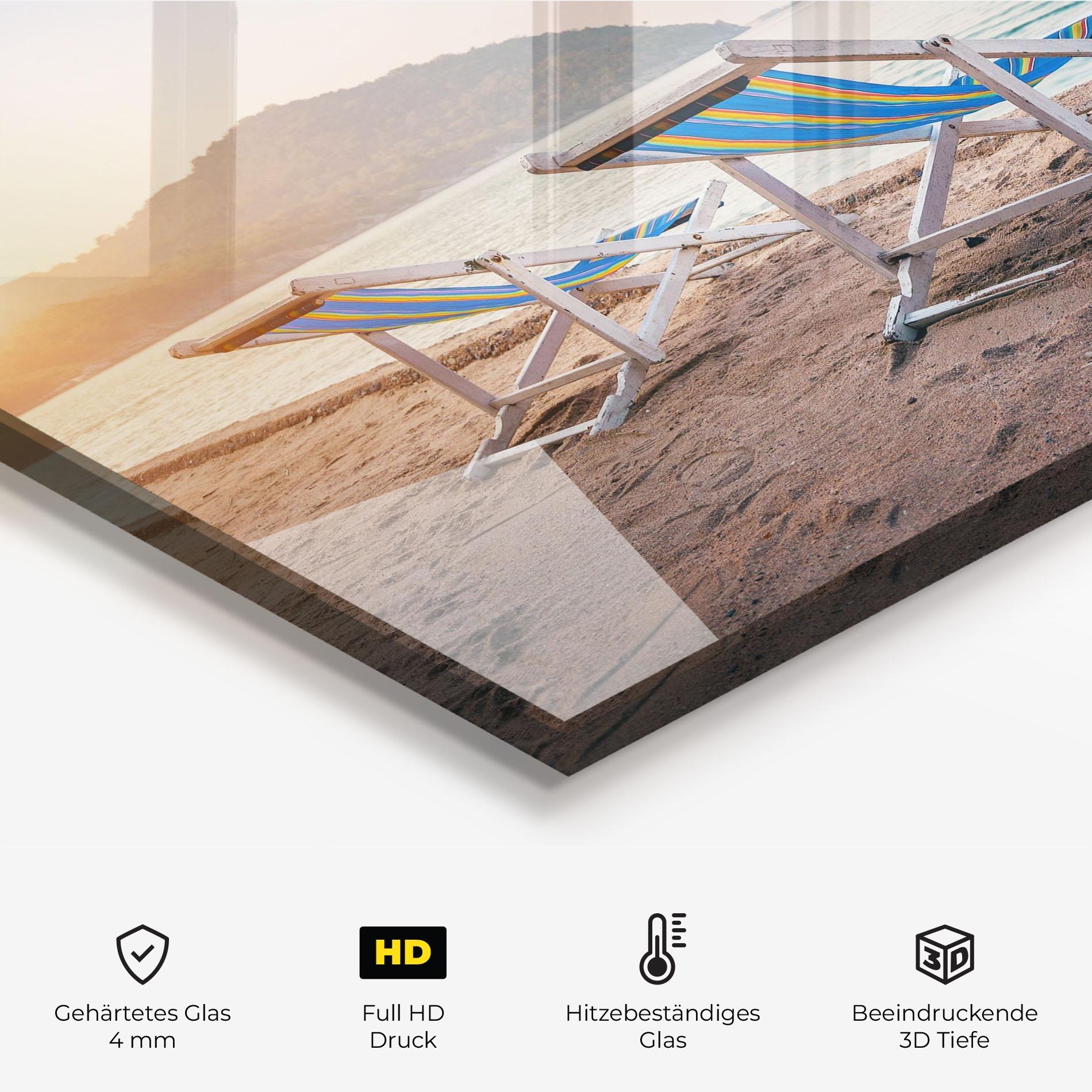 Küchenrückwand Glas Colorful Beach Chairs mockup 2