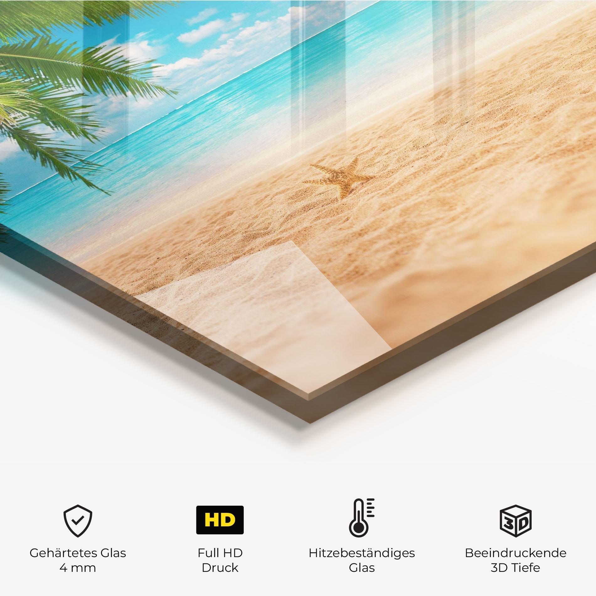 Küchenrückwand Glas Exotic Beach Ocean mockup 2