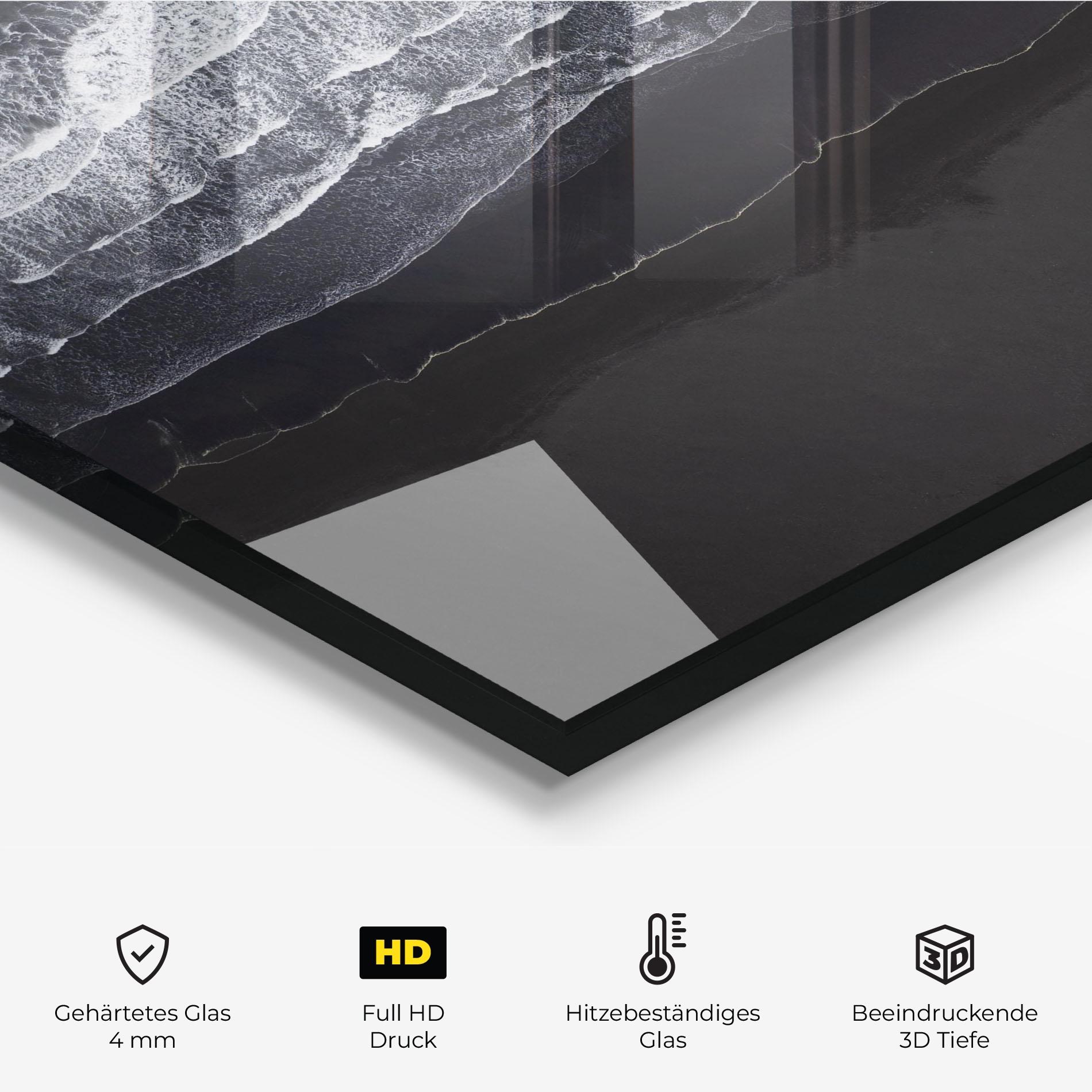 Küchenrückwand Glas Grey Waves Beach mockup 2