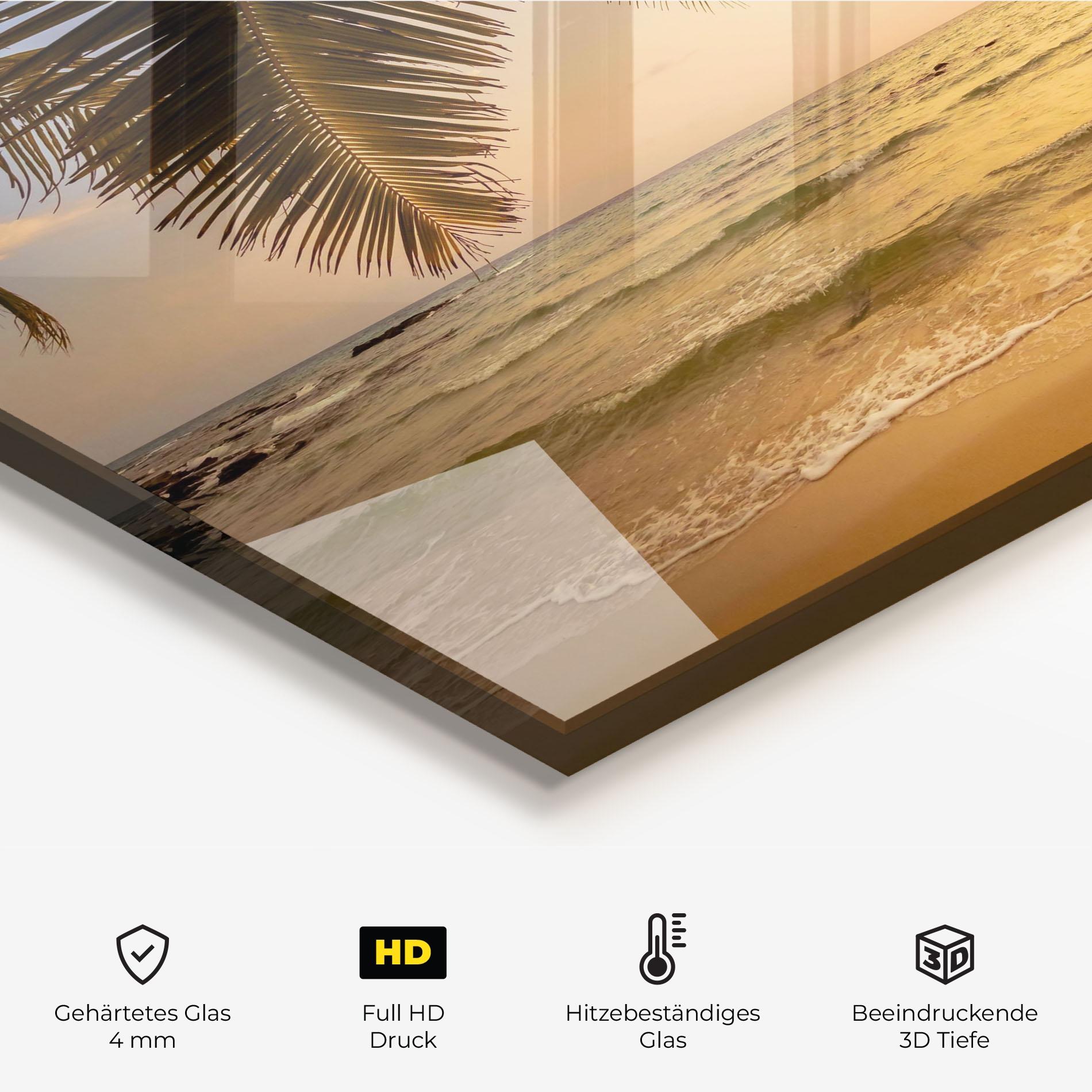 Küchenrückwand Glas Paradise Island mockup 2