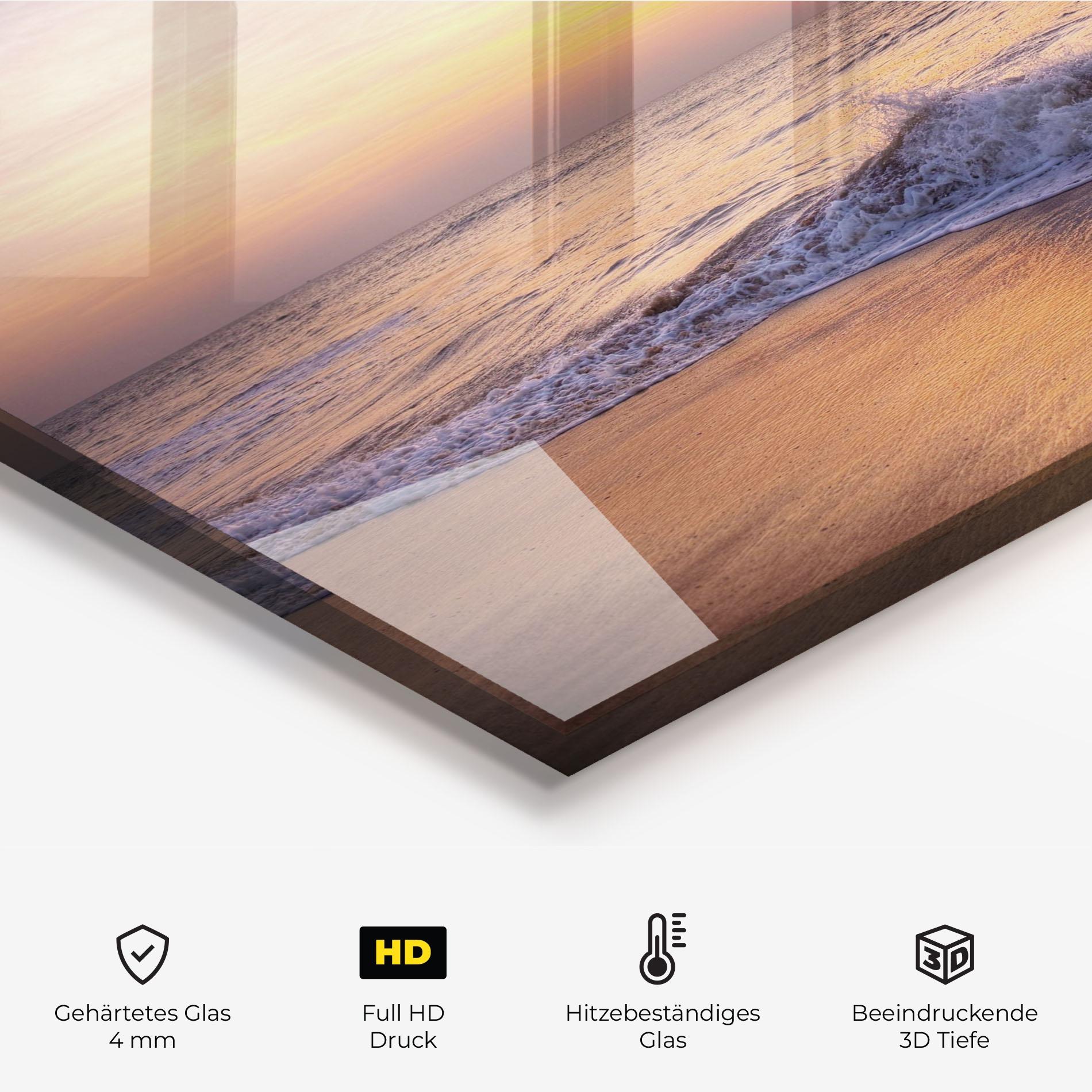 Küchenrückwand Glas Purple Sky Beach mockup 2