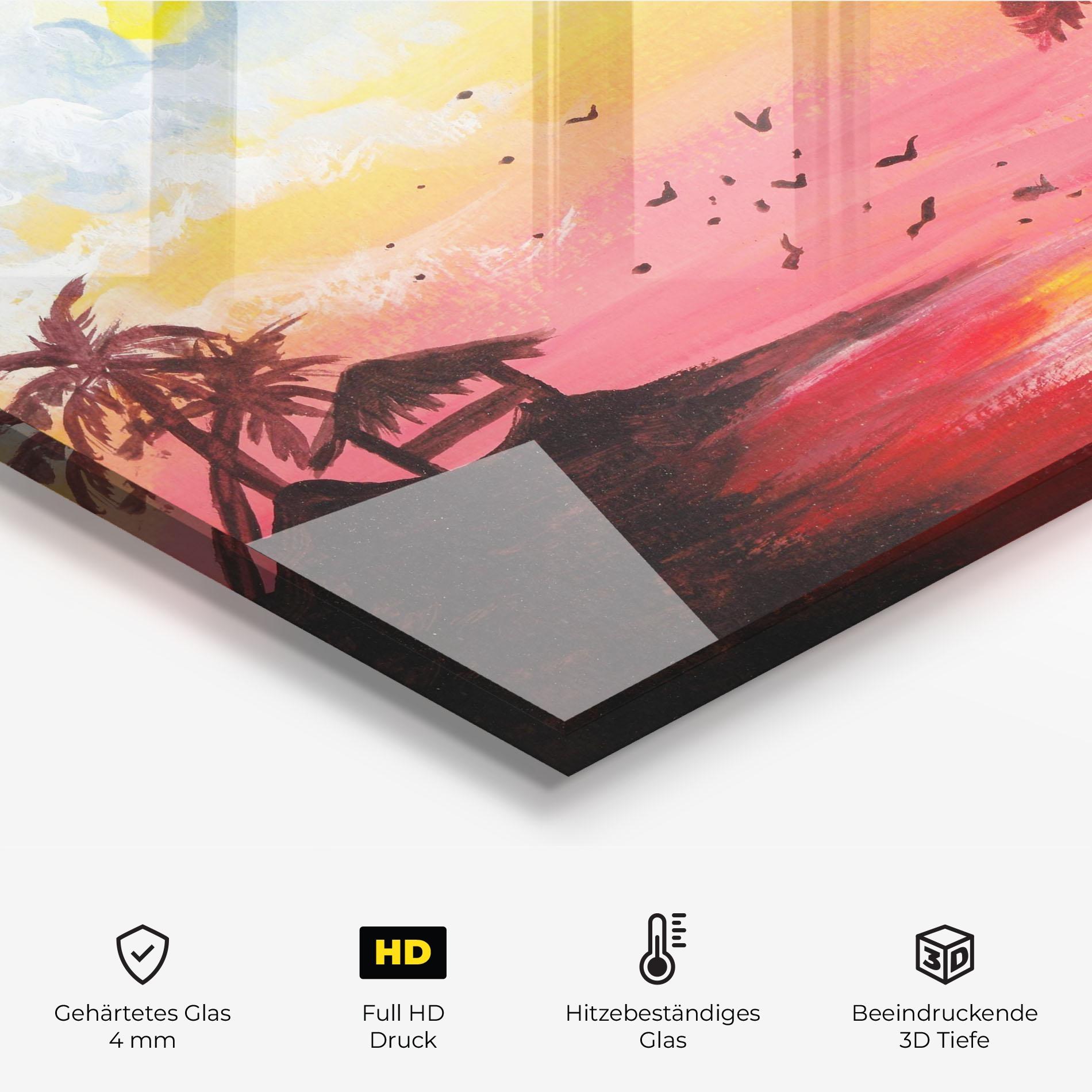 Küchenrückwand Glas Sunset Gouache Painting mockup 2