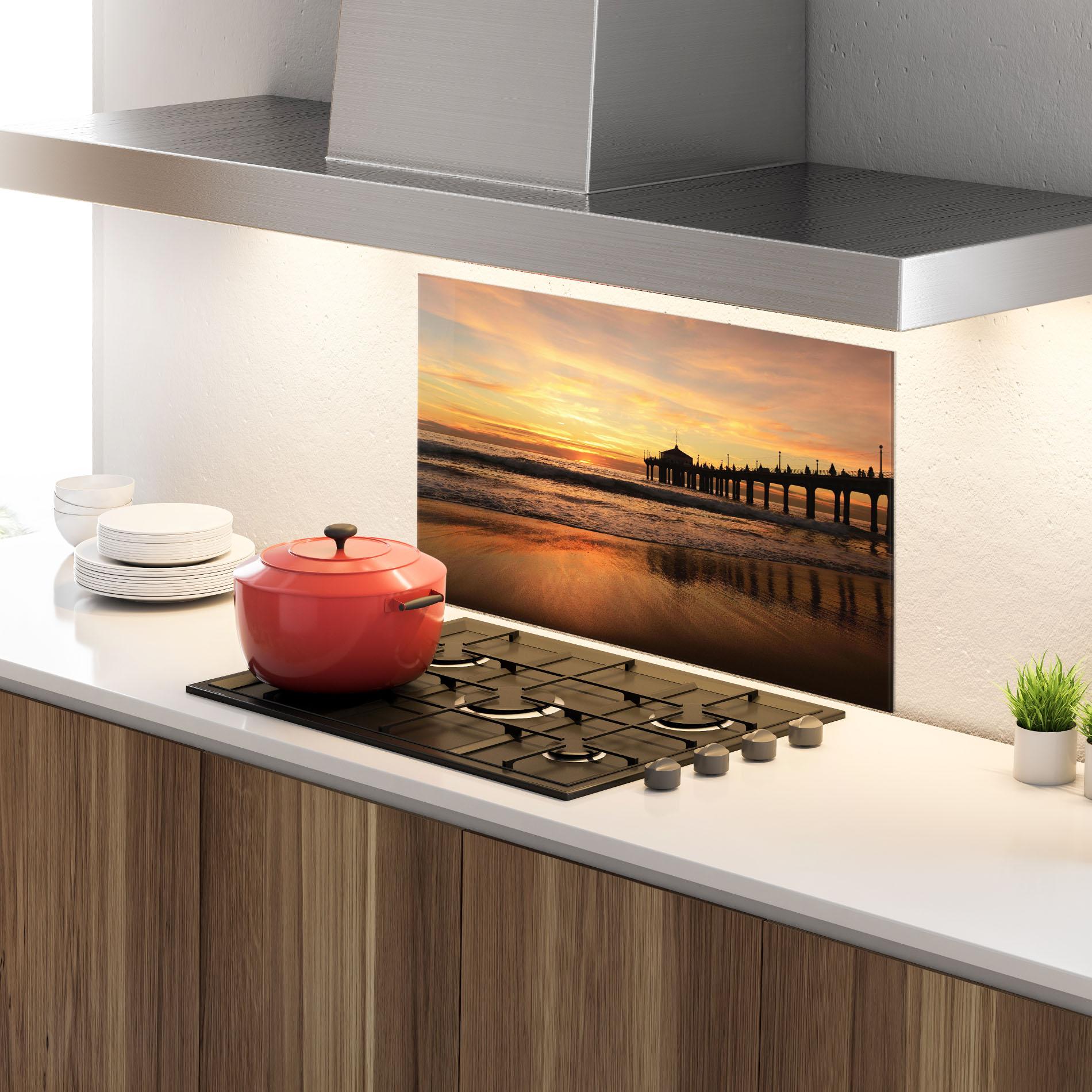 Küchenrückwand Glas Beach Sunset View mockup 4