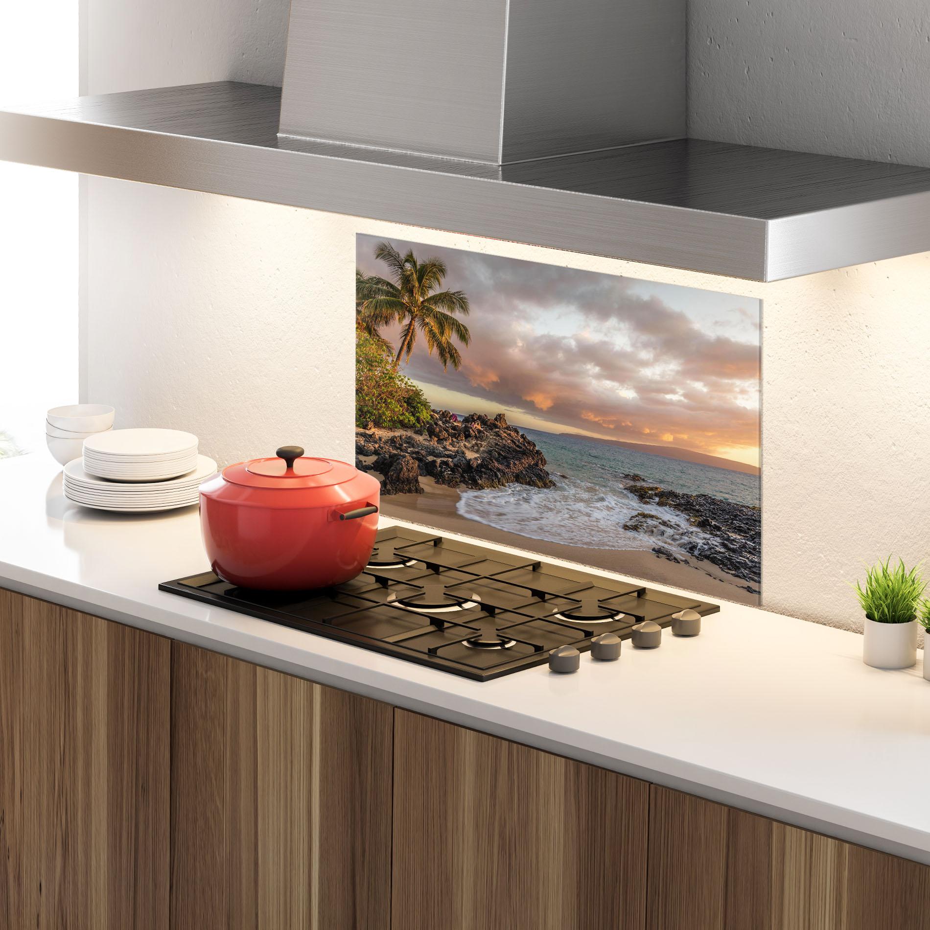 Küchenrückwand Glas Beautiful Beach Landscape mockup 4