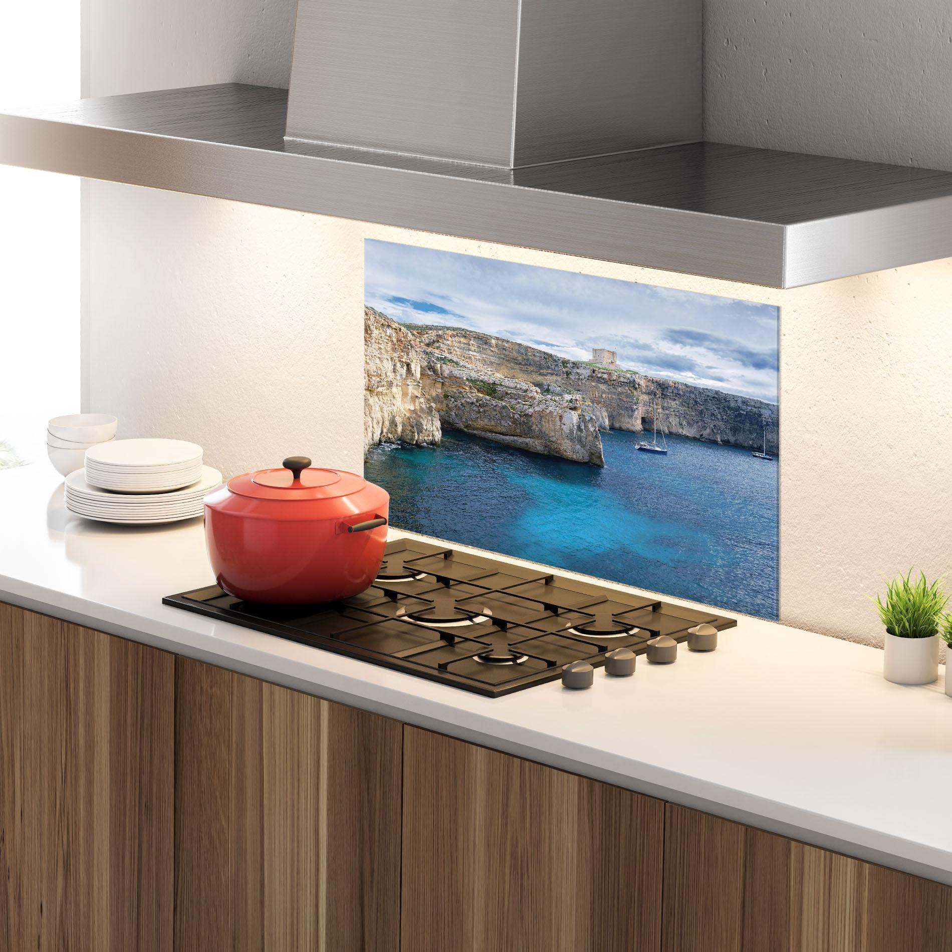 Küchenrückwand Glas Island Landscape mockup 4