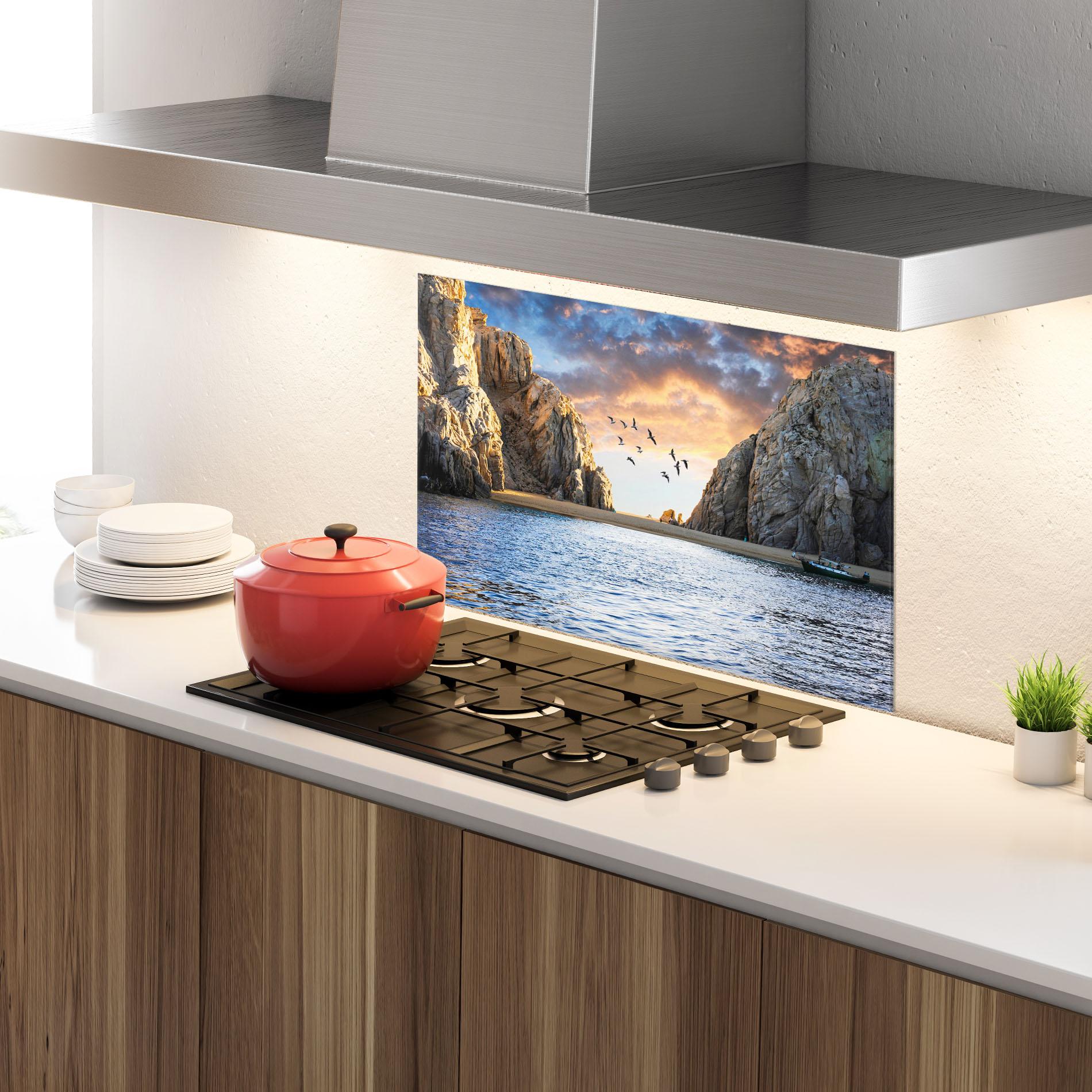 Küchenrückwand Glas Lover S Beach mockup 4