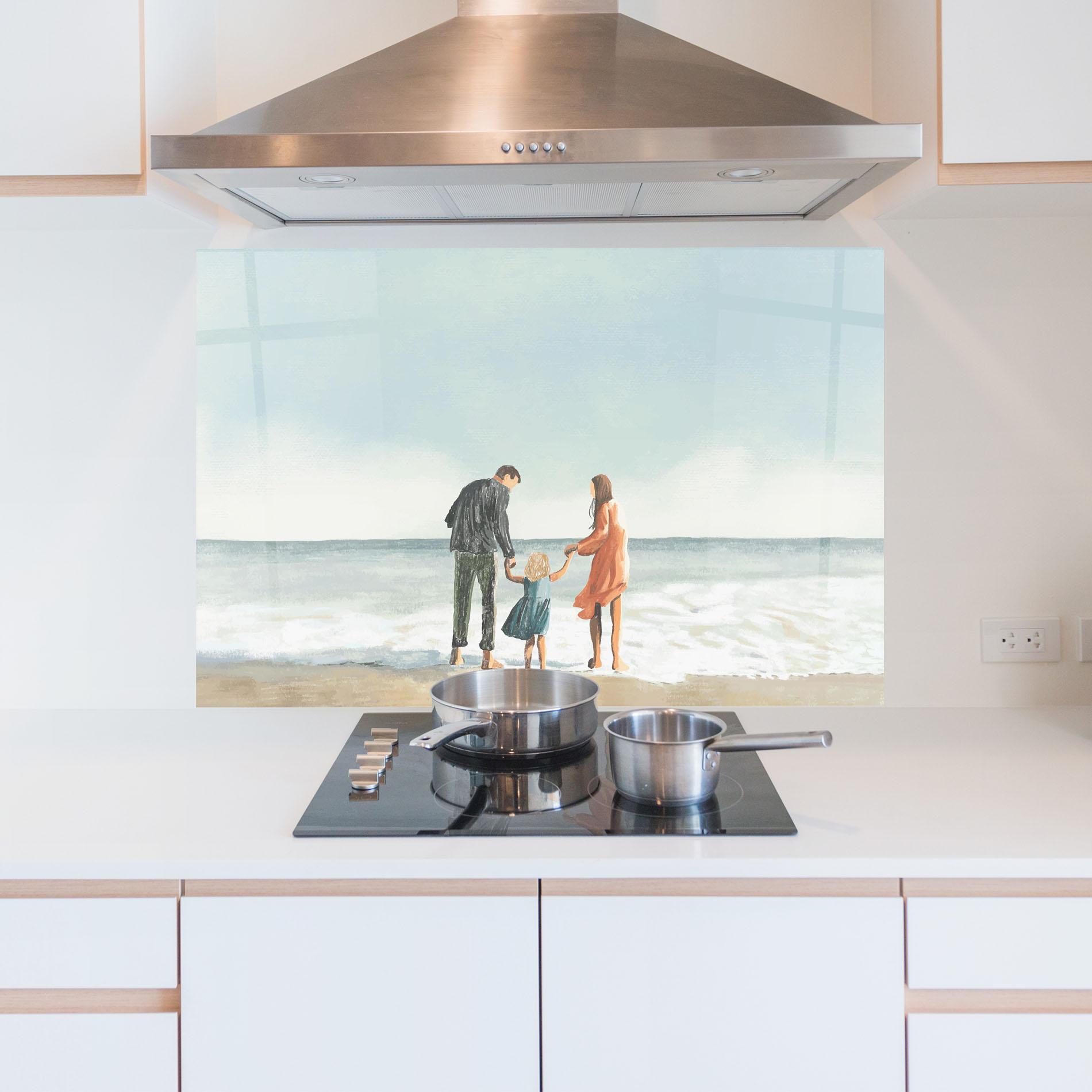 Küchenrückwand Glas Beach Family mockup 5