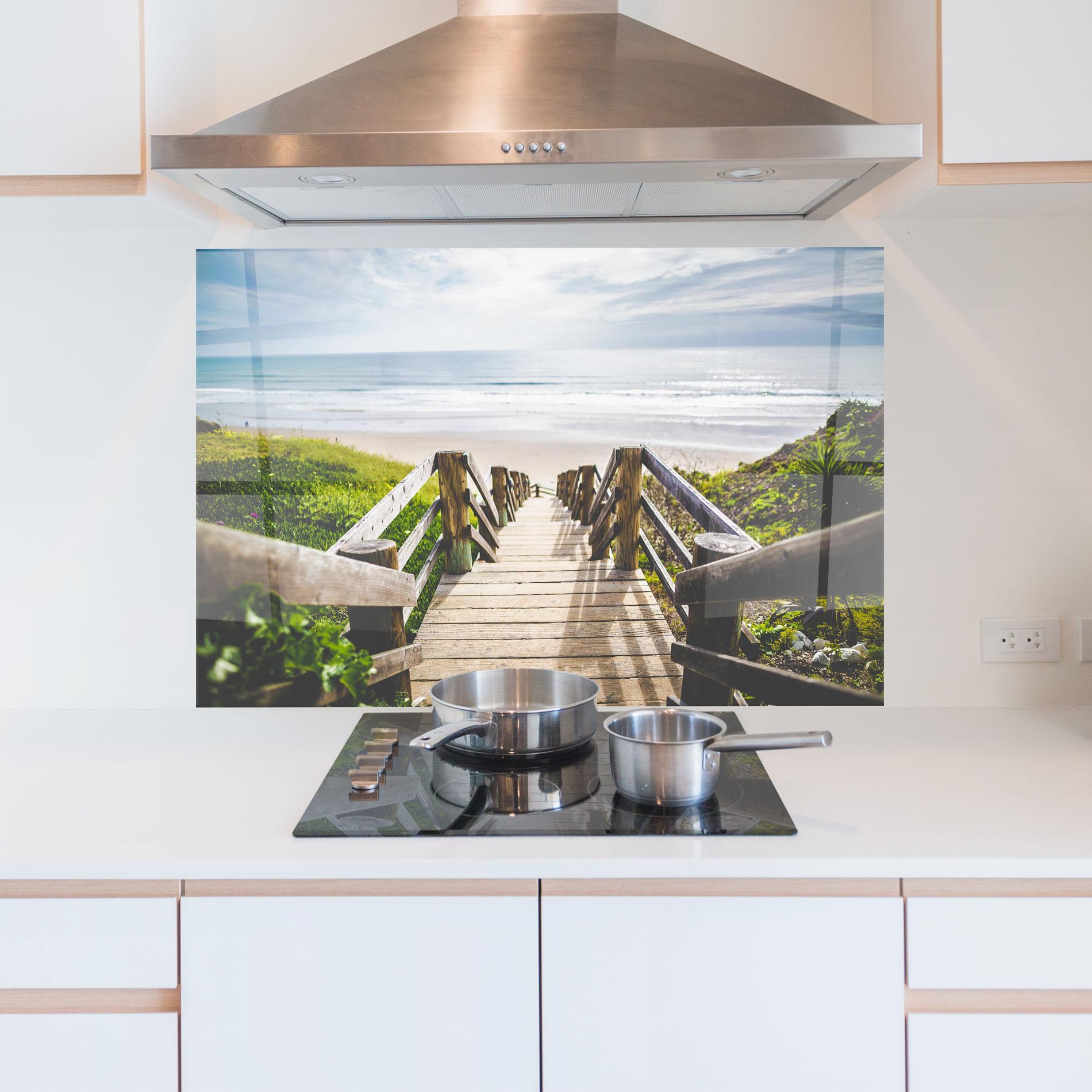 Küchenrückwand Glas Beach Road mockup 5