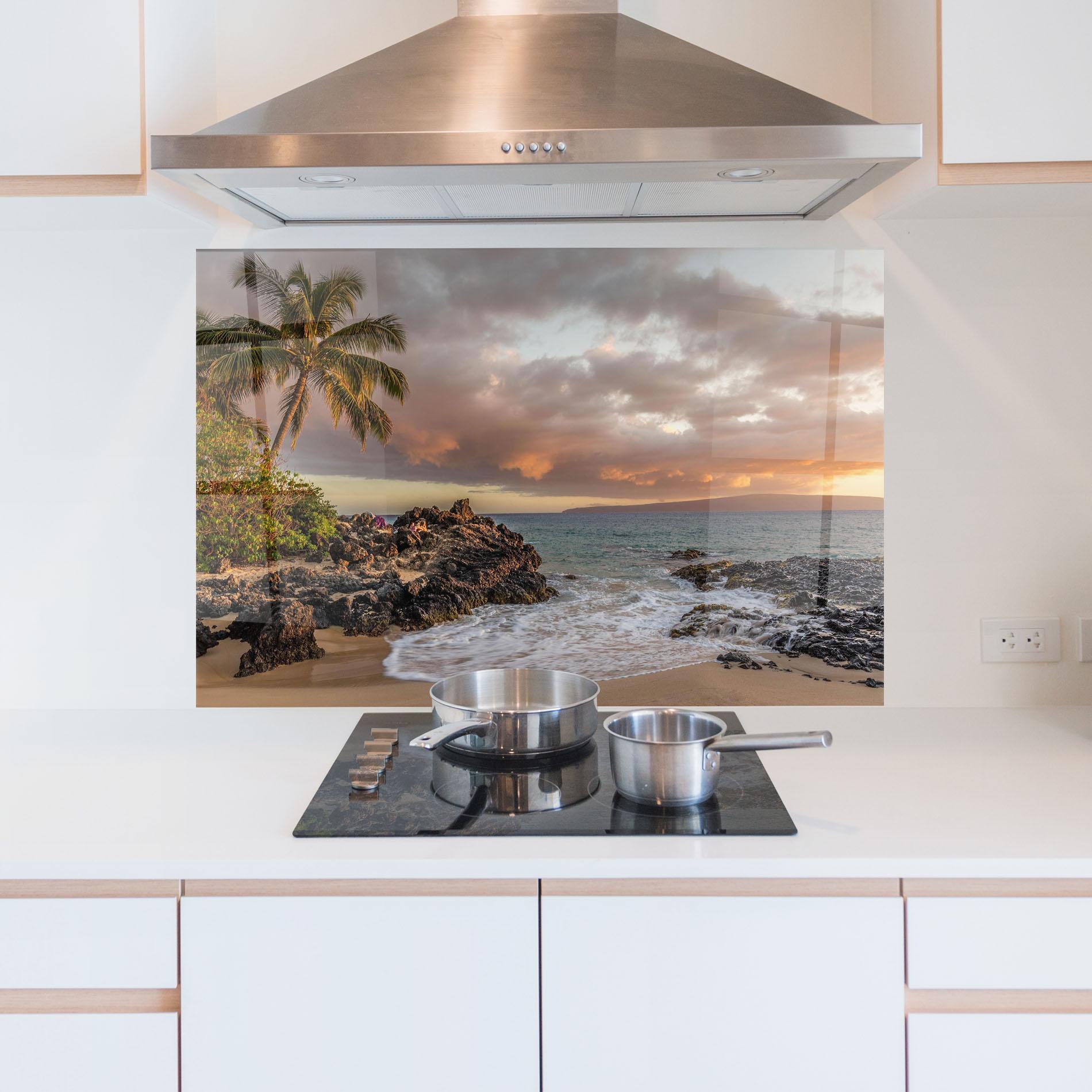 Küchenrückwand Glas Beautiful Beach Landscape mockup 5