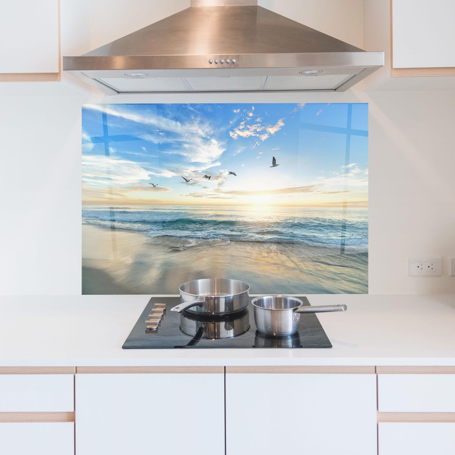 Küchenrückwand Glas Beautiful Beach mockup 5