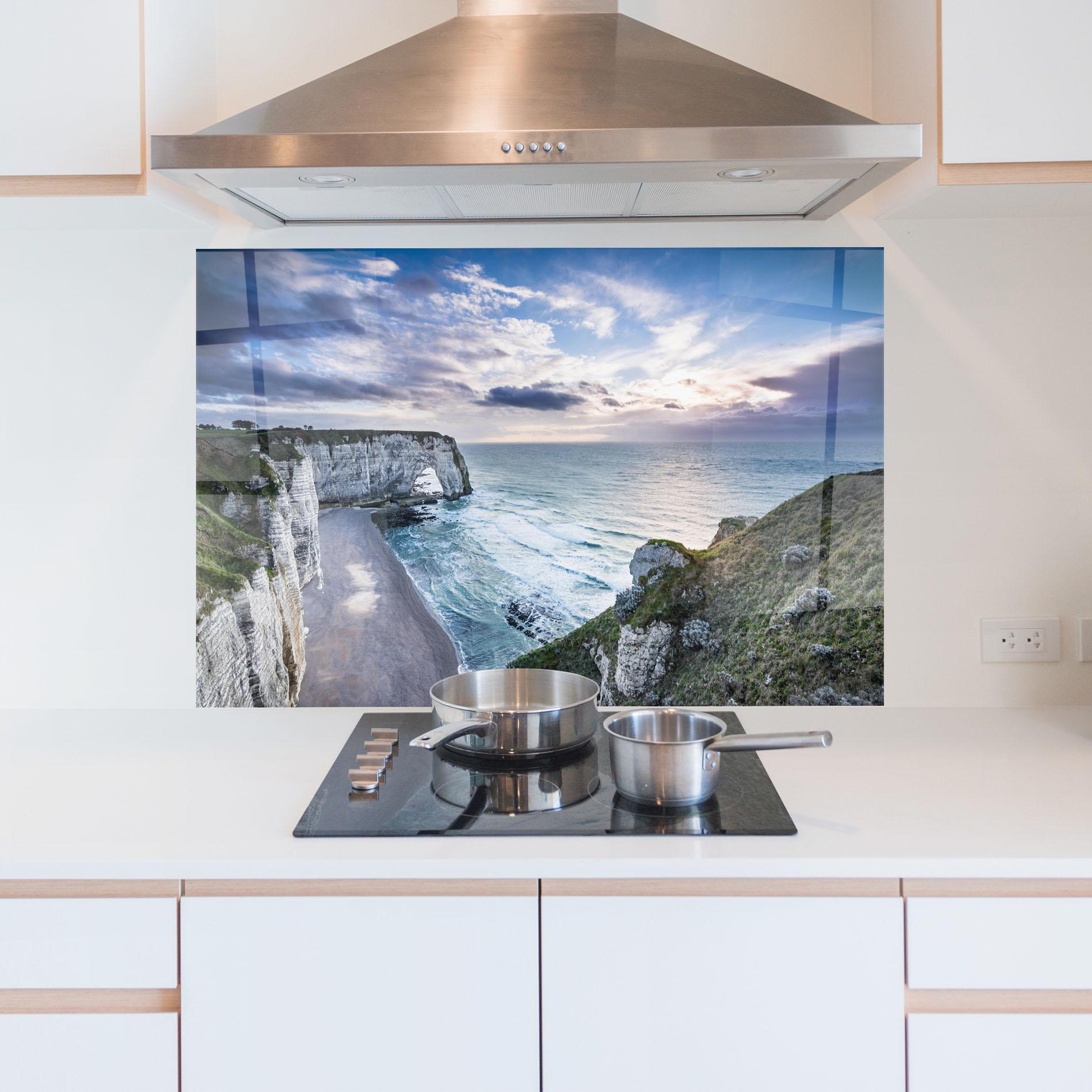 Küchenrückwand Glas Etretat View mockup 5