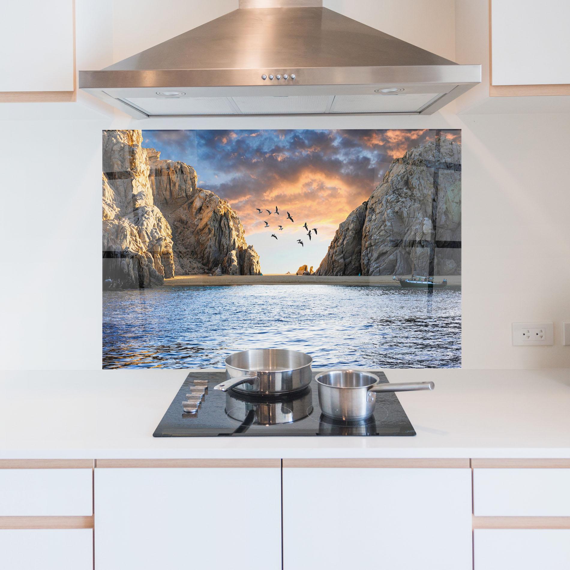 Küchenrückwand Glas Lover S Beach mockup 5