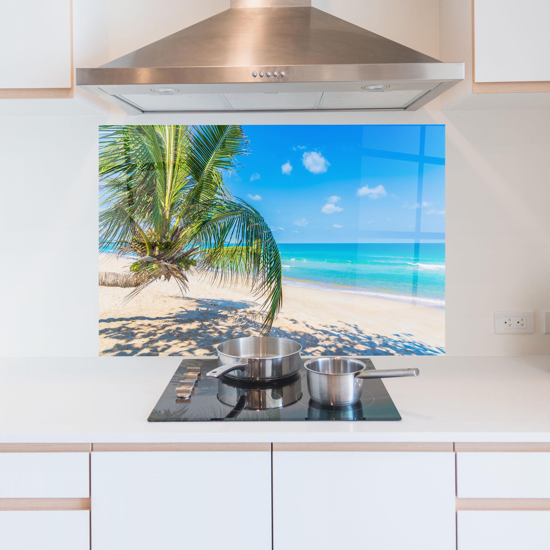 Küchenrückwand Glas Tropical Beach View mockup 5