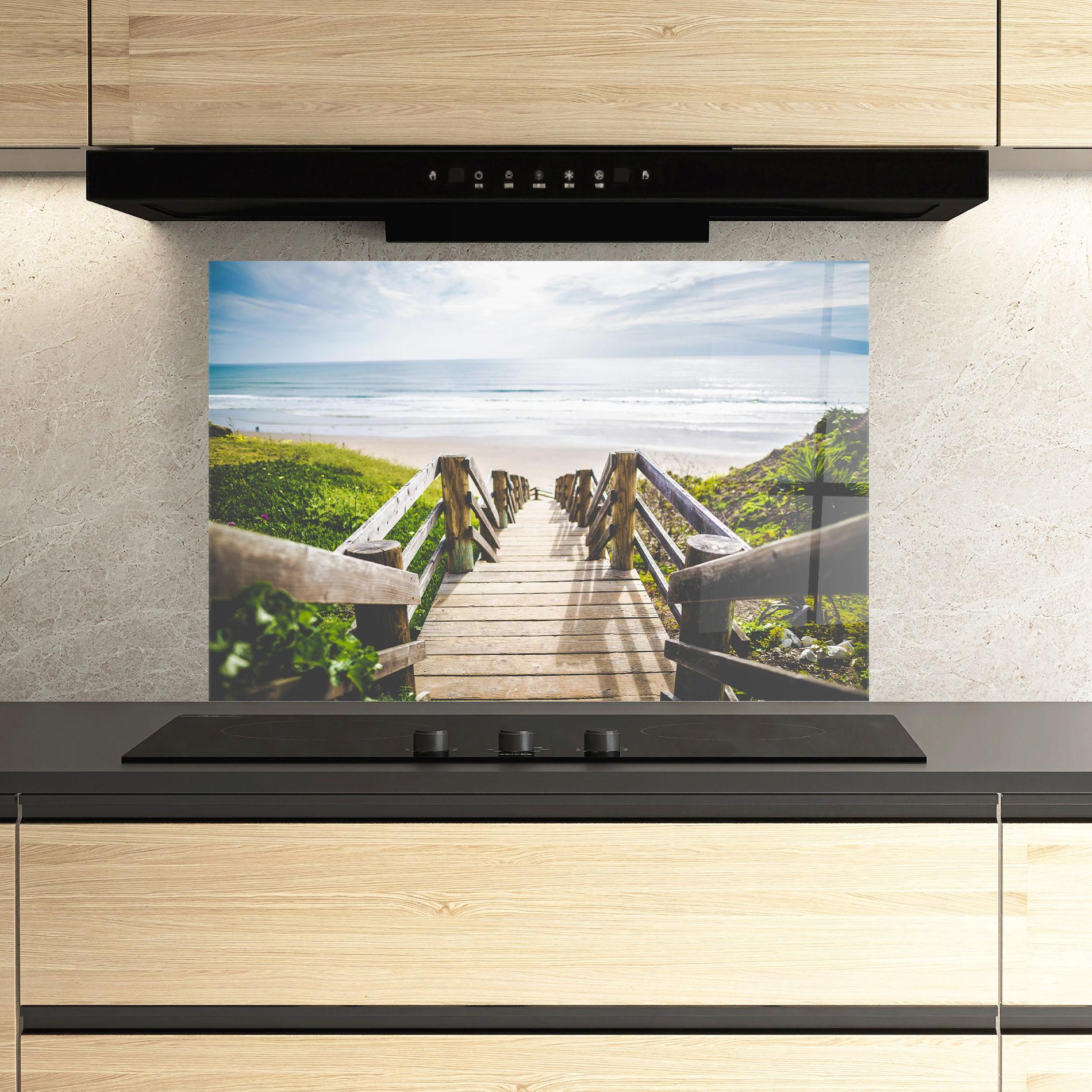 Küchenrückwand Glas Beach Road mockup 3