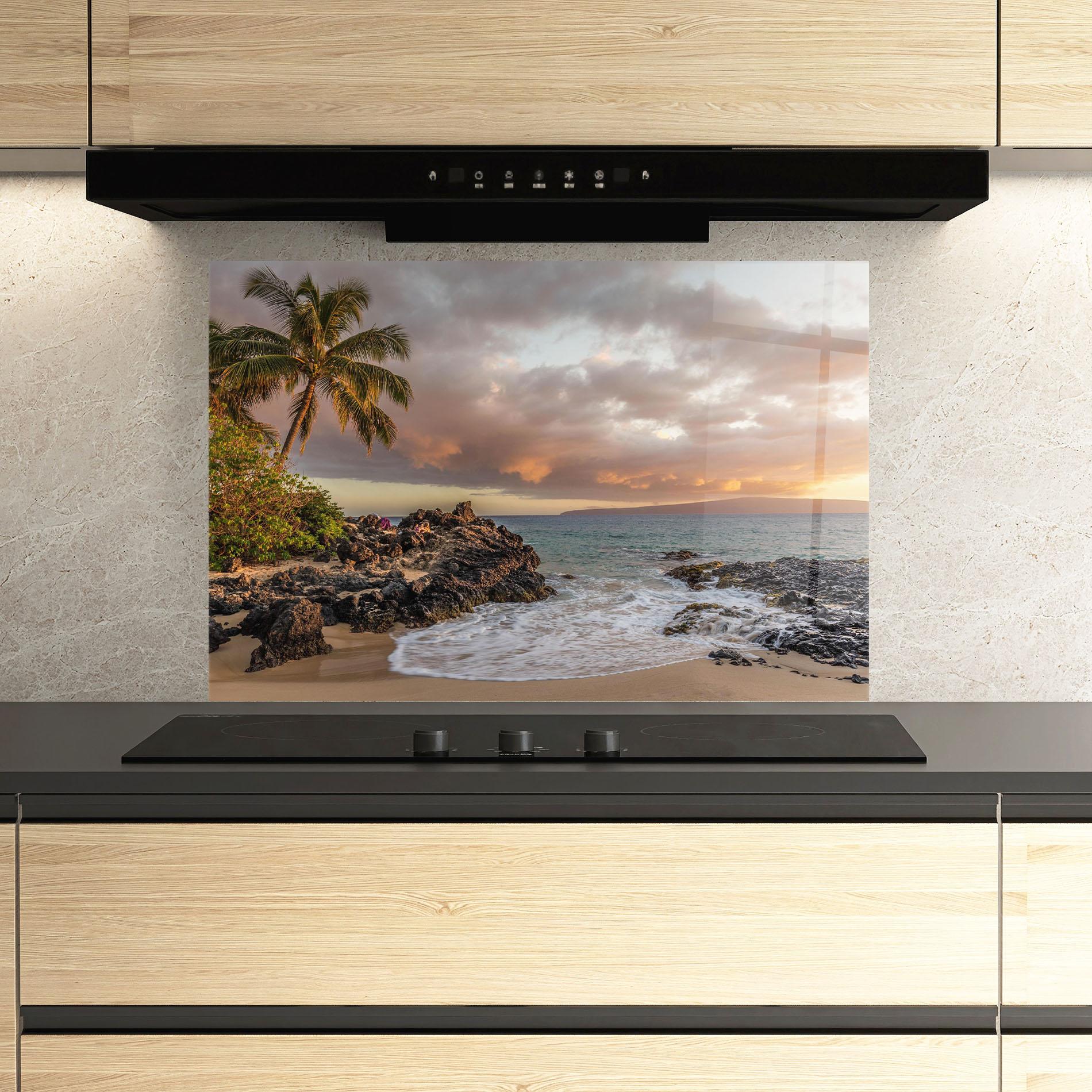 Küchenrückwand Glas Beautiful Beach Landscape mockup 3