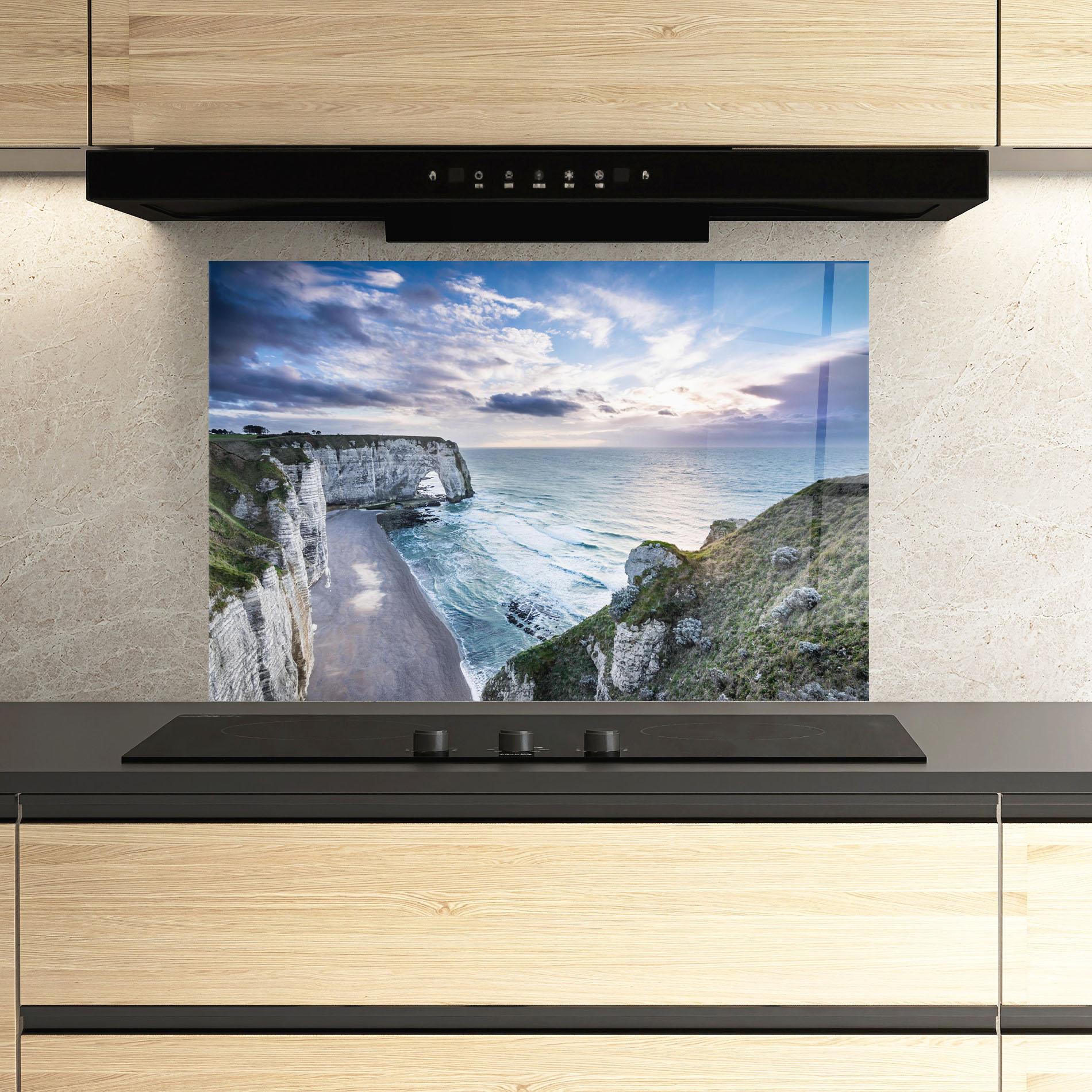 Küchenrückwand Glas Etretat View mockup 3