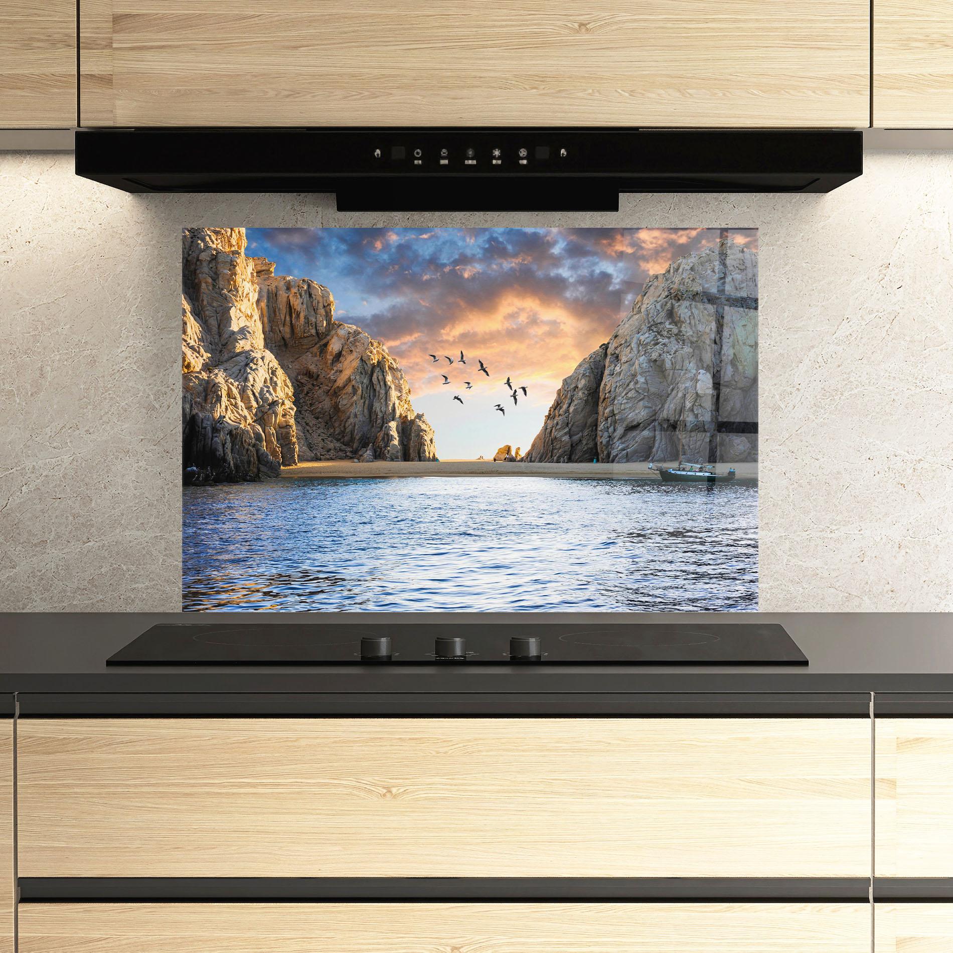 Küchenrückwand Glas Lover S Beach mockup 3