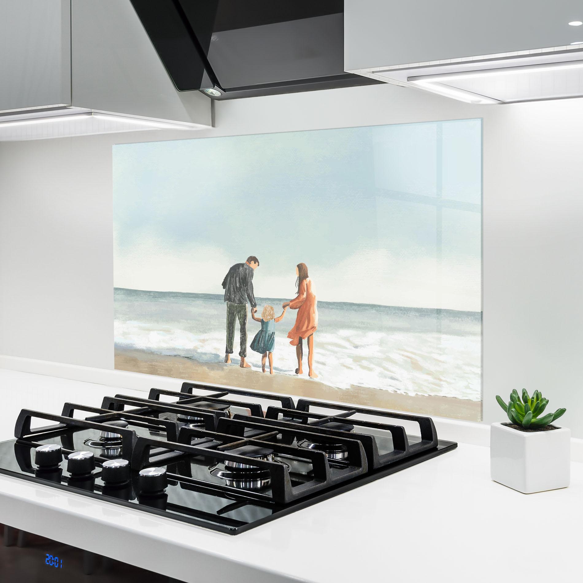 Küchenrückwand Glas Beach Family mockup 6