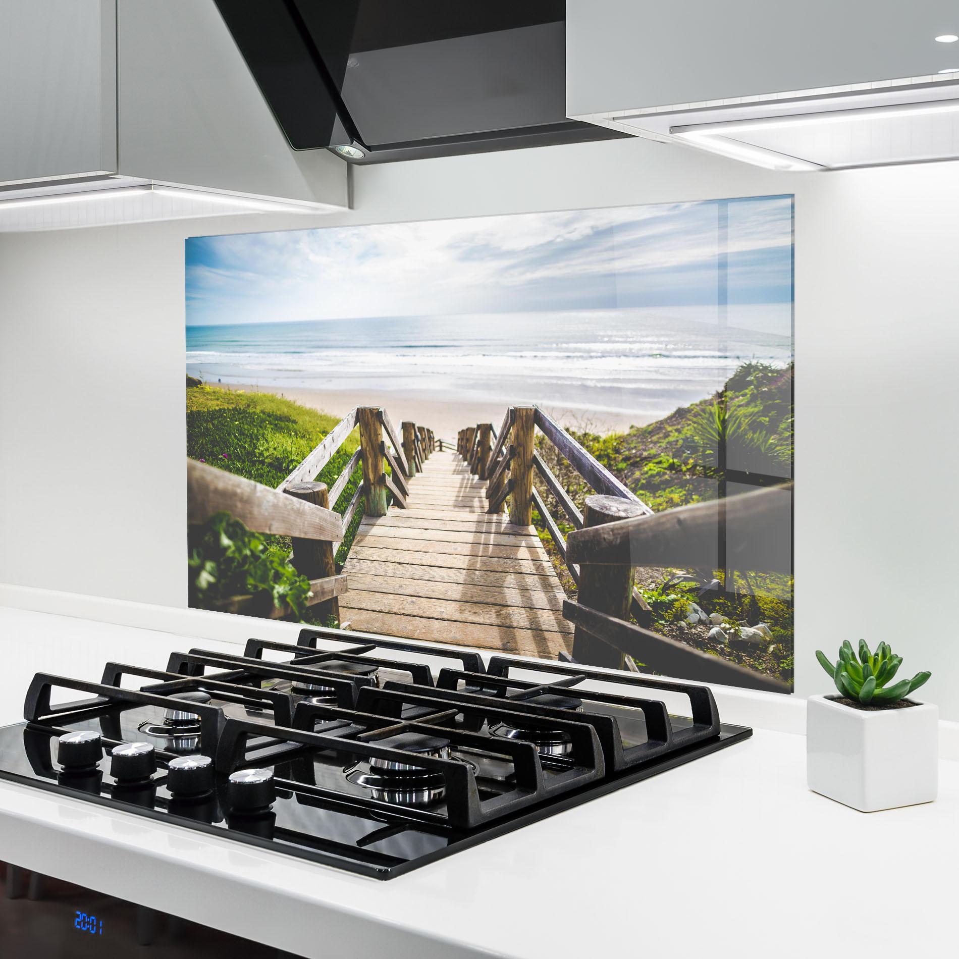 Küchenrückwand Glas Beach Road mockup 6