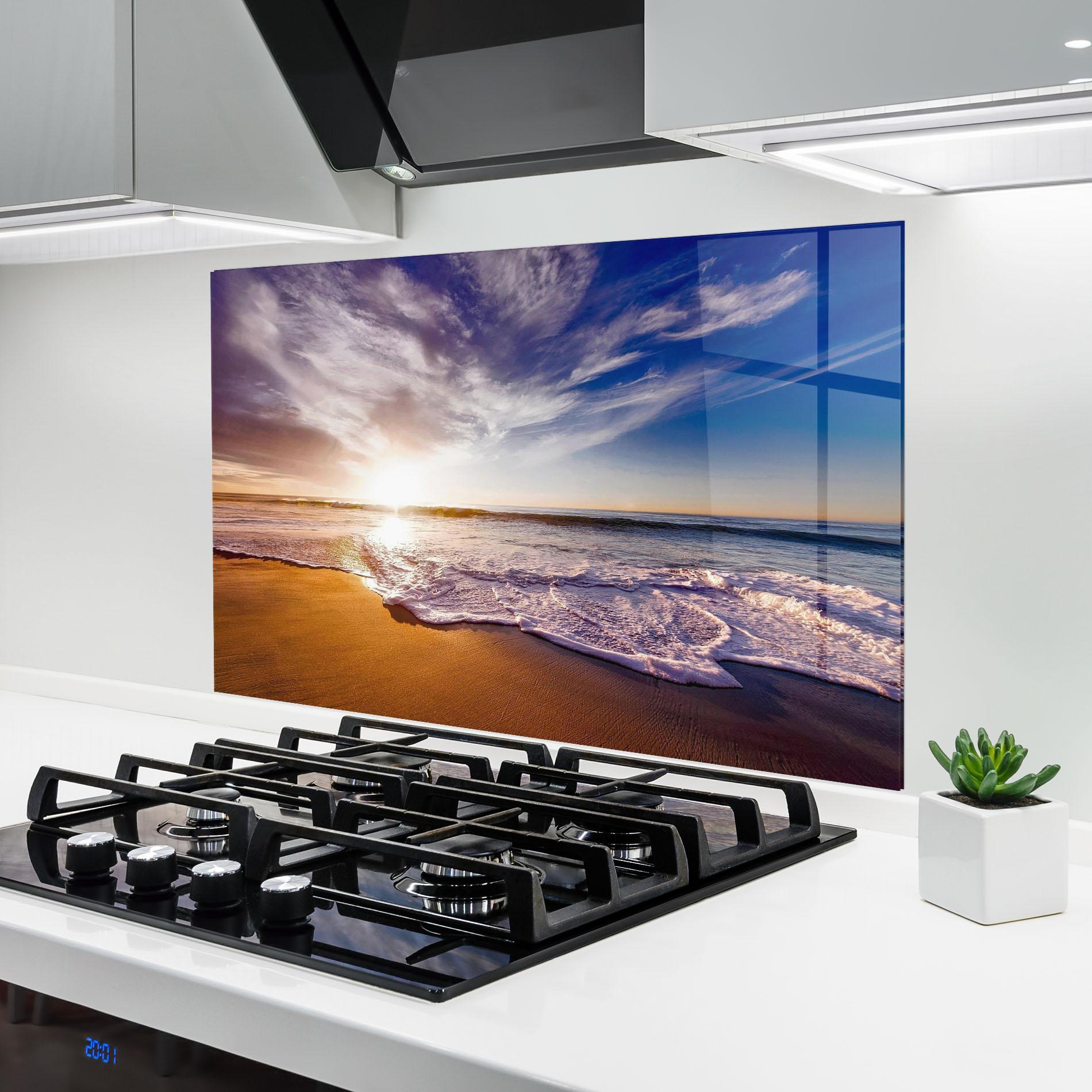 Küchenrückwand Glas Beach Sunrise mockup 6