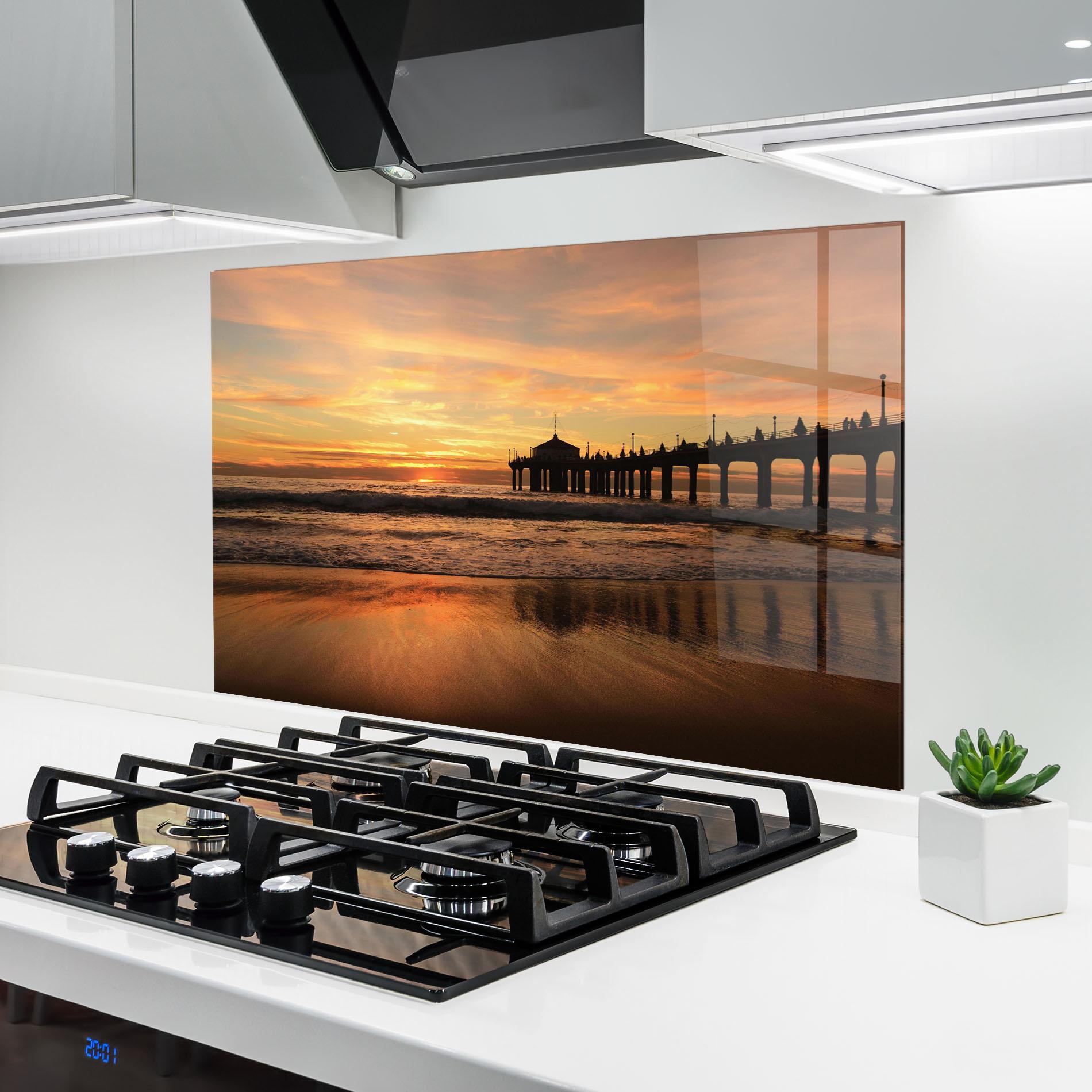 Küchenrückwand Glas Beach Sunset View mockup 6