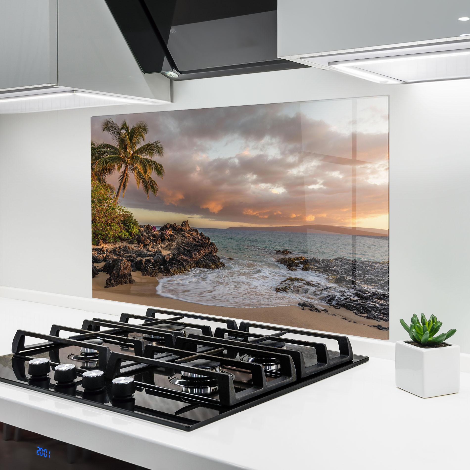 Küchenrückwand Glas Beautiful Beach Landscape mockup 6