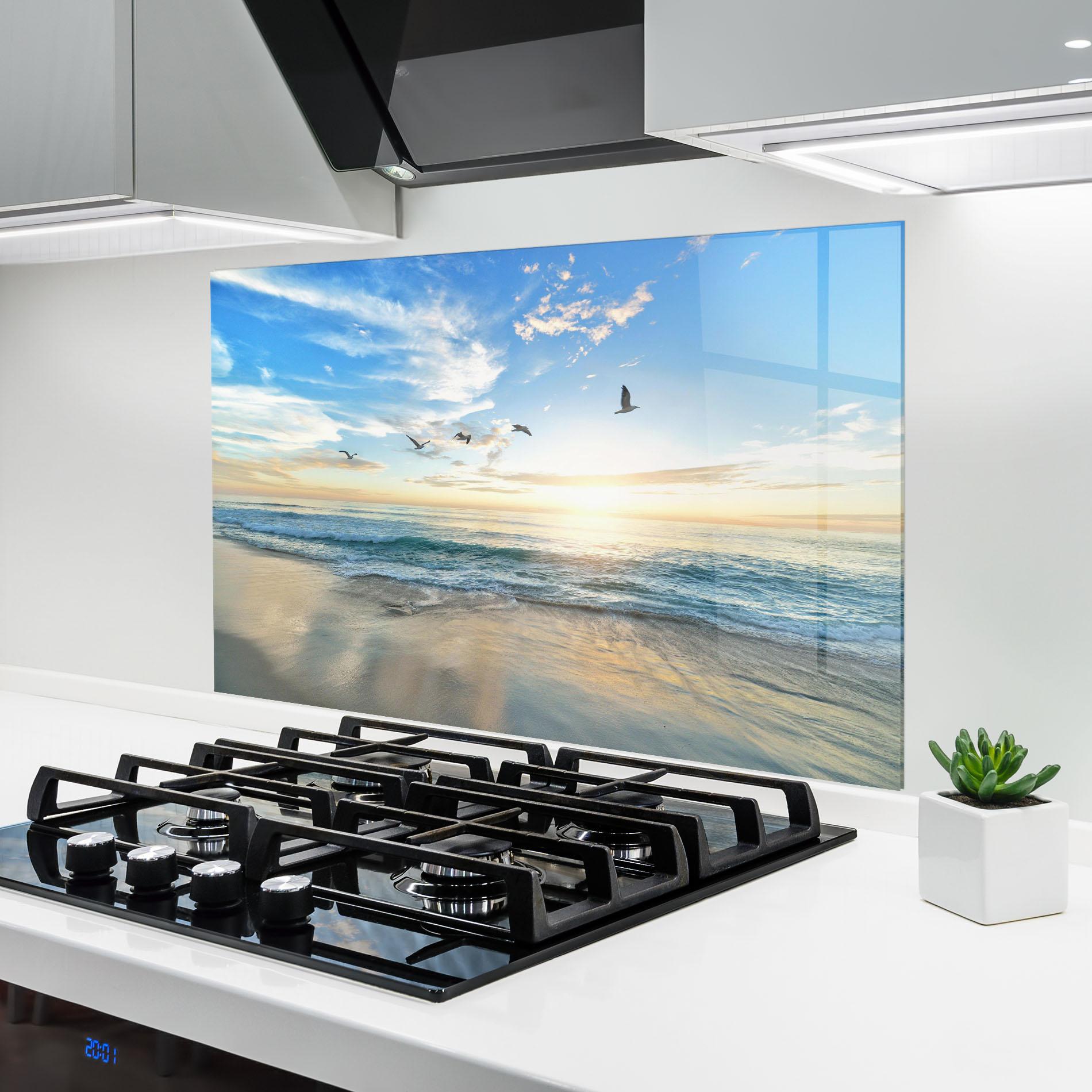 Küchenrückwand Glas Beautiful Beach mockup 6