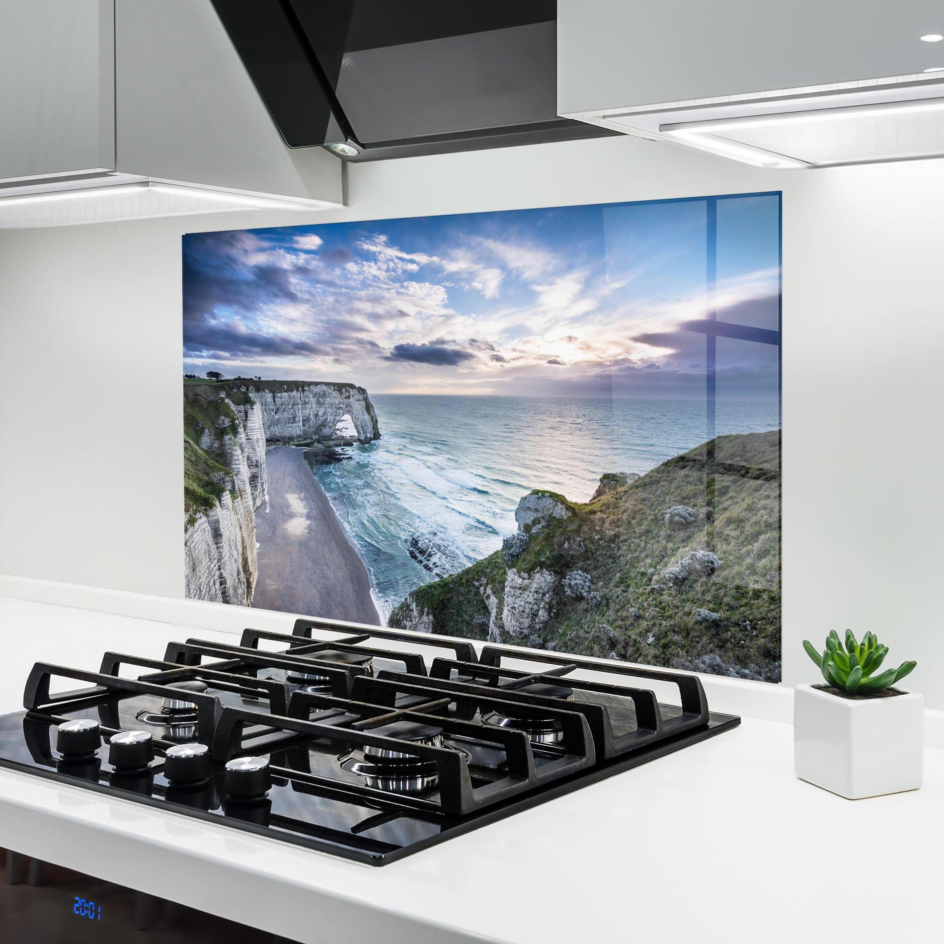 Küchenrückwand Glas Etretat View mockup 6