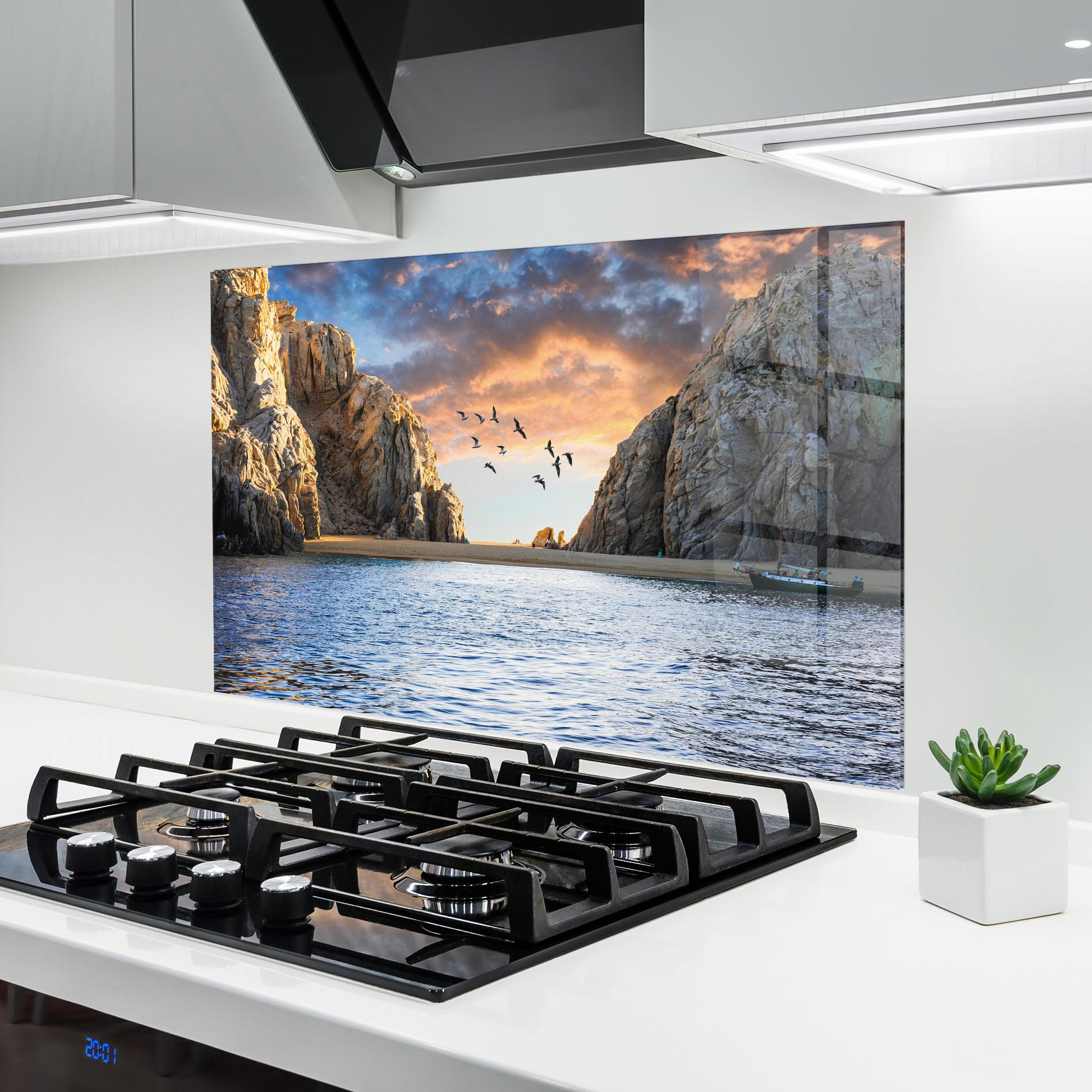 Küchenrückwand Glas Lover S Beach mockup 6