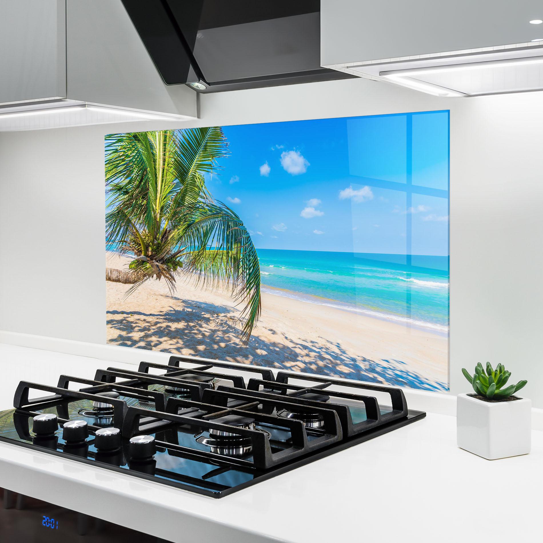 Küchenrückwand Glas Tropical Beach View mockup 6