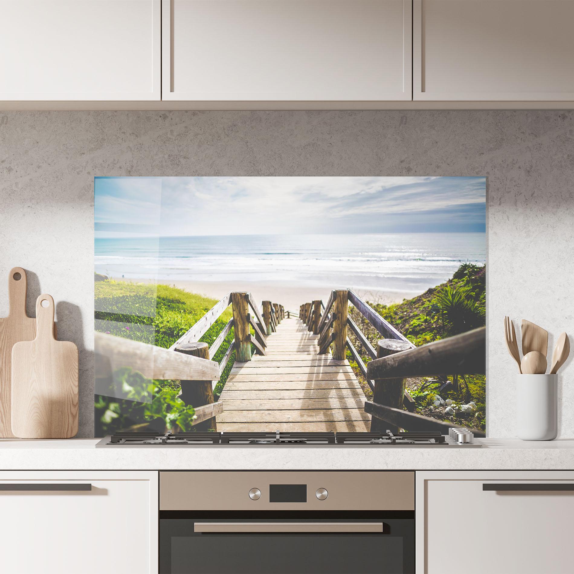 Küchenrückwand Glas Beach Road mockup 7