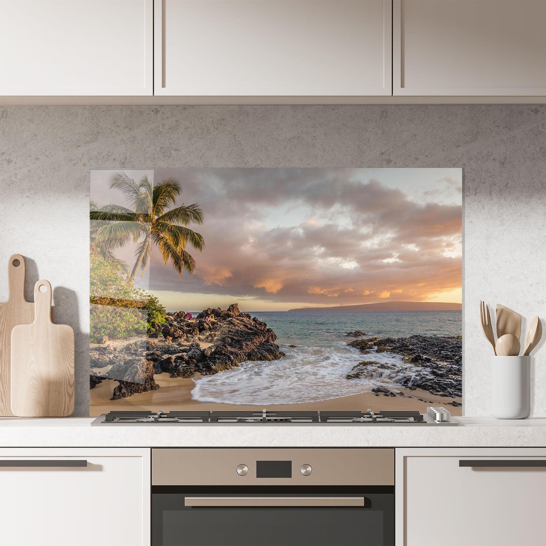 Küchenrückwand Glas Beautiful Beach Landscape mockup 7