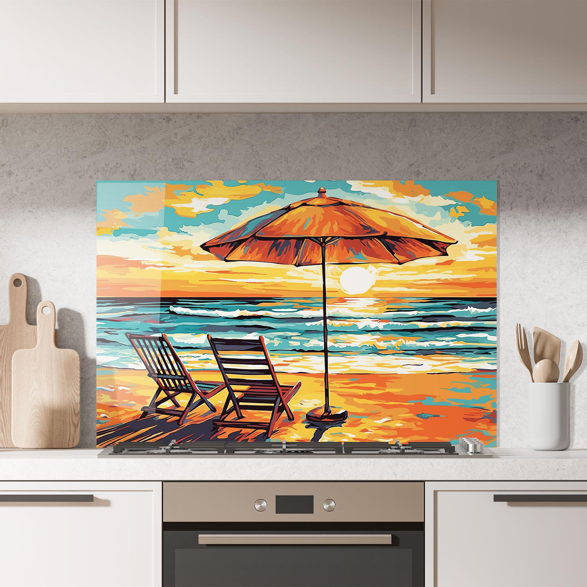 Küchenrückwand Glas Chair Sunset View mockup 7