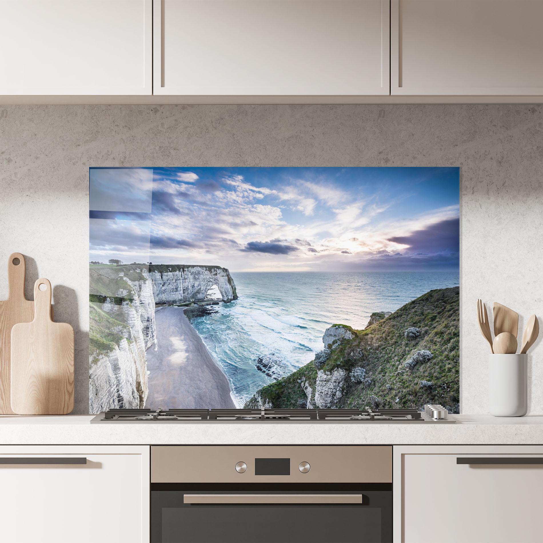 Küchenrückwand Glas Etretat View mockup 7