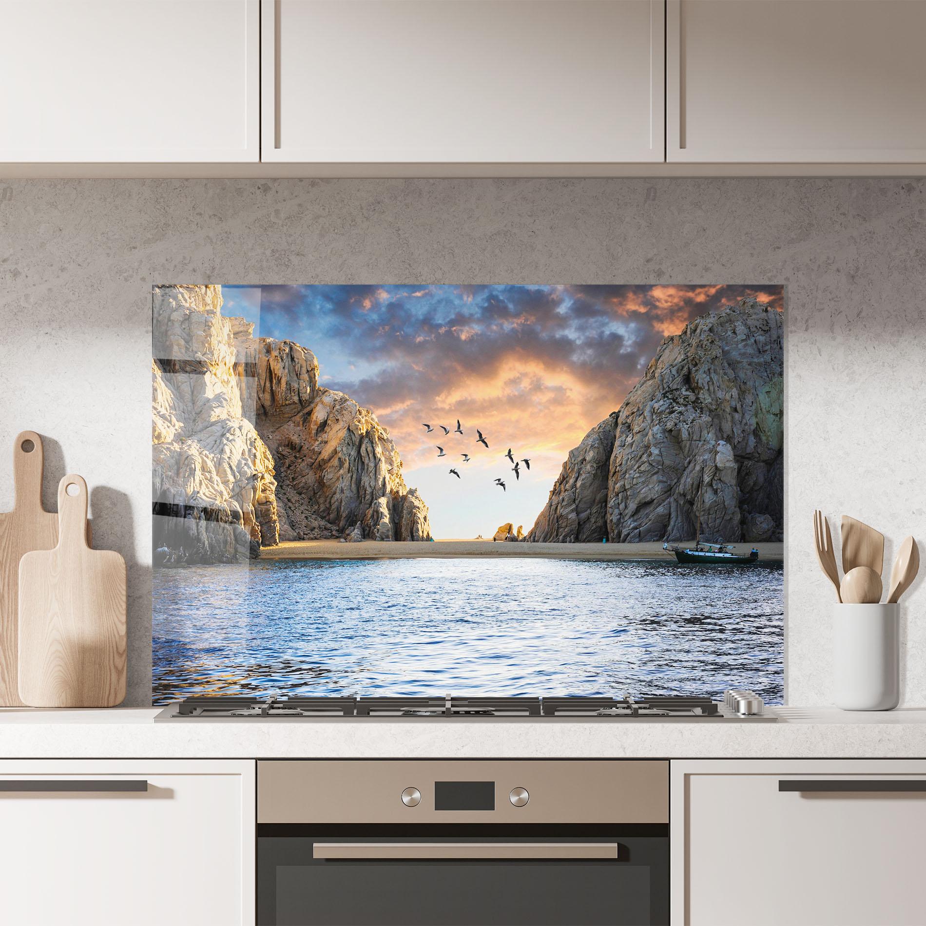 Küchenrückwand Glas Lover S Beach mockup 7