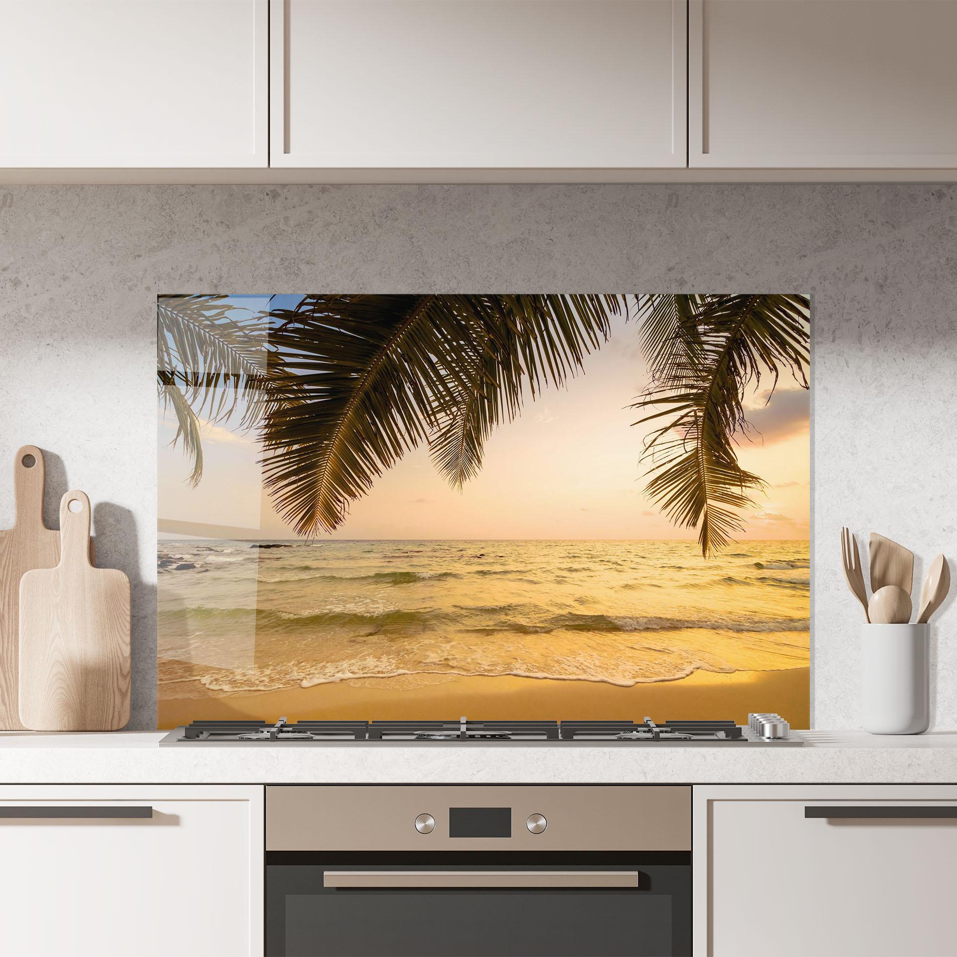 Küchenrückwand Glas Paradise Island mockup 7