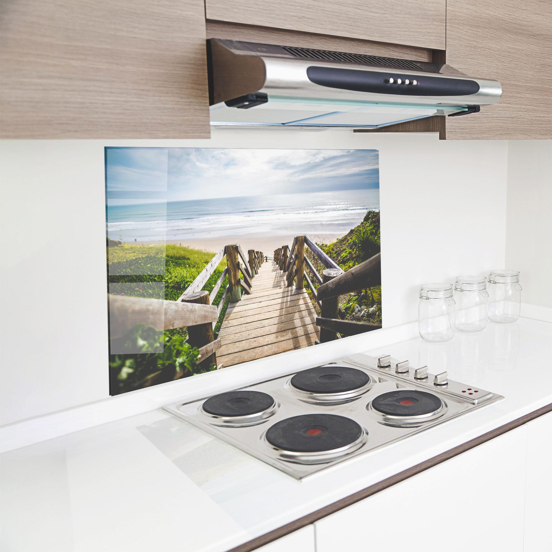 Küchenrückwand Glas Beach Road mockup 8