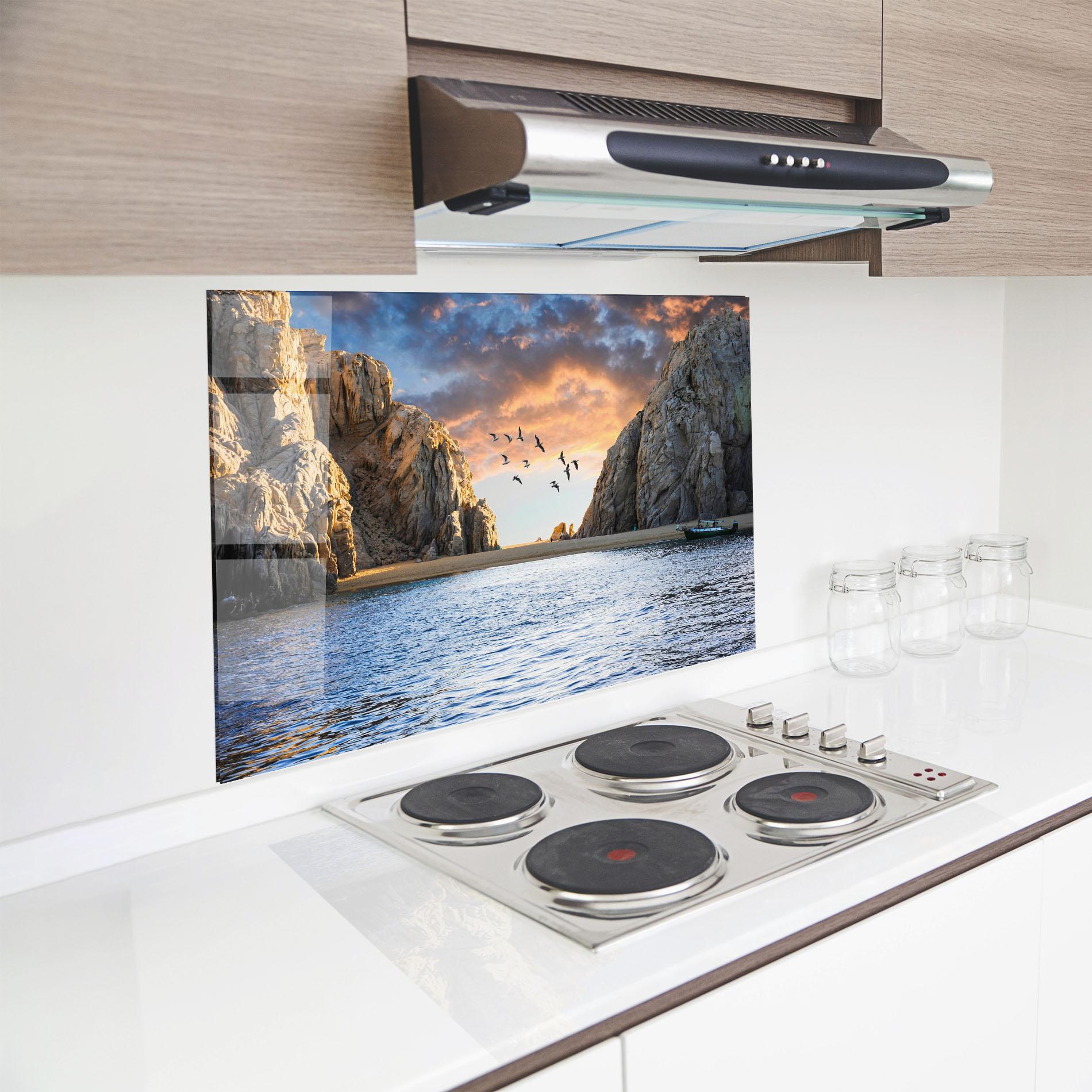 Küchenrückwand Glas Lover S Beach mockup 8