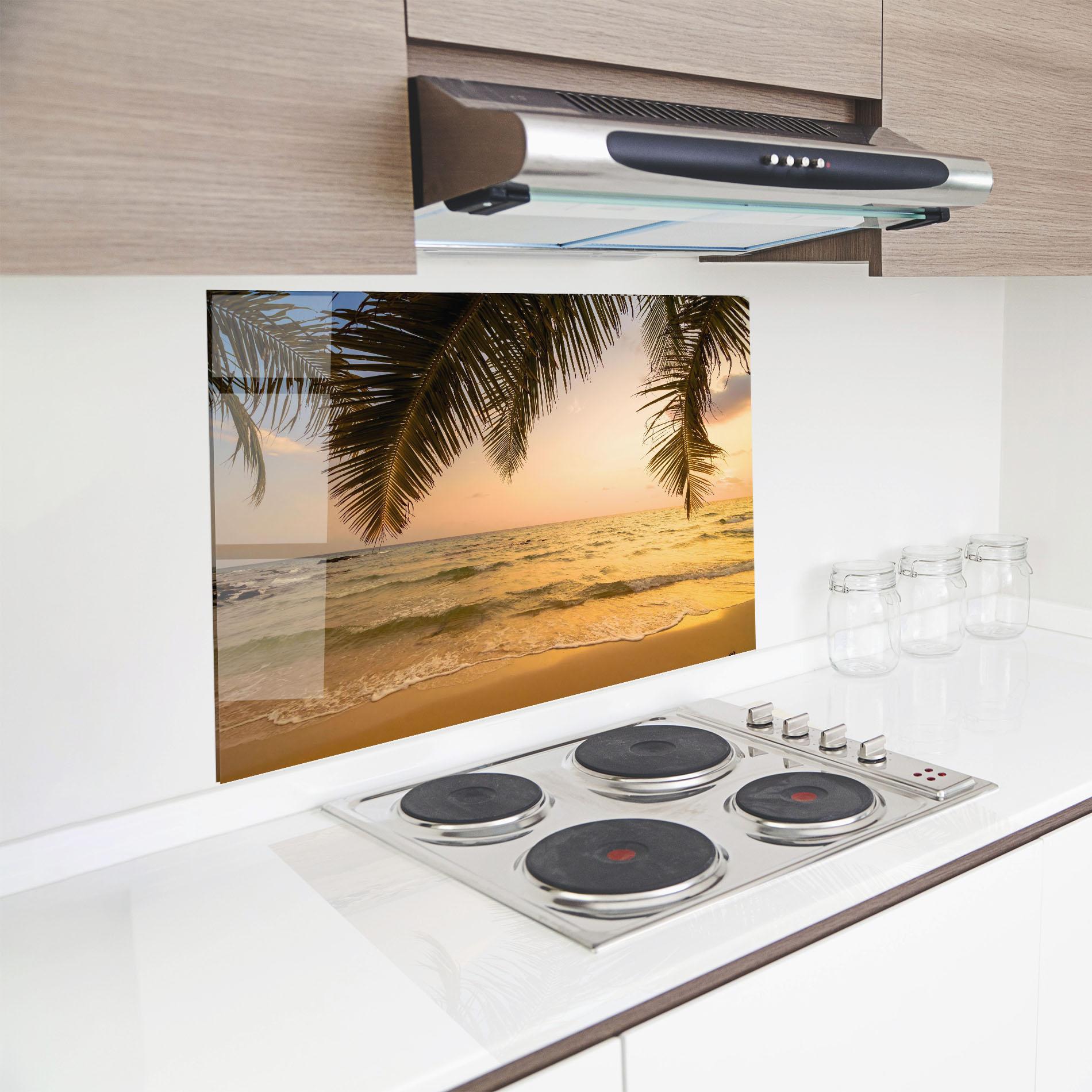 Küchenrückwand Glas Paradise Island mockup 8
