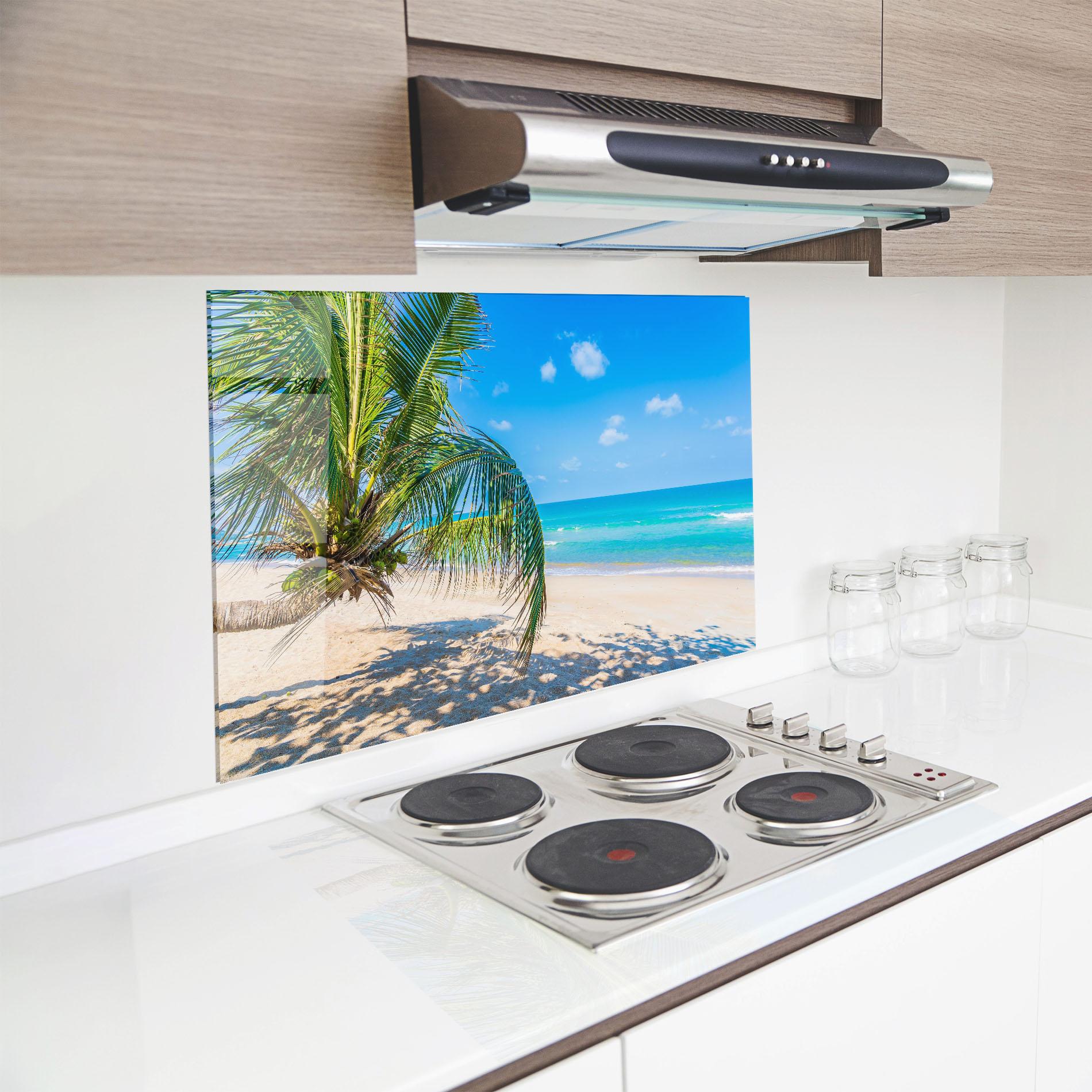 Küchenrückwand Glas Tropical Beach View mockup 8