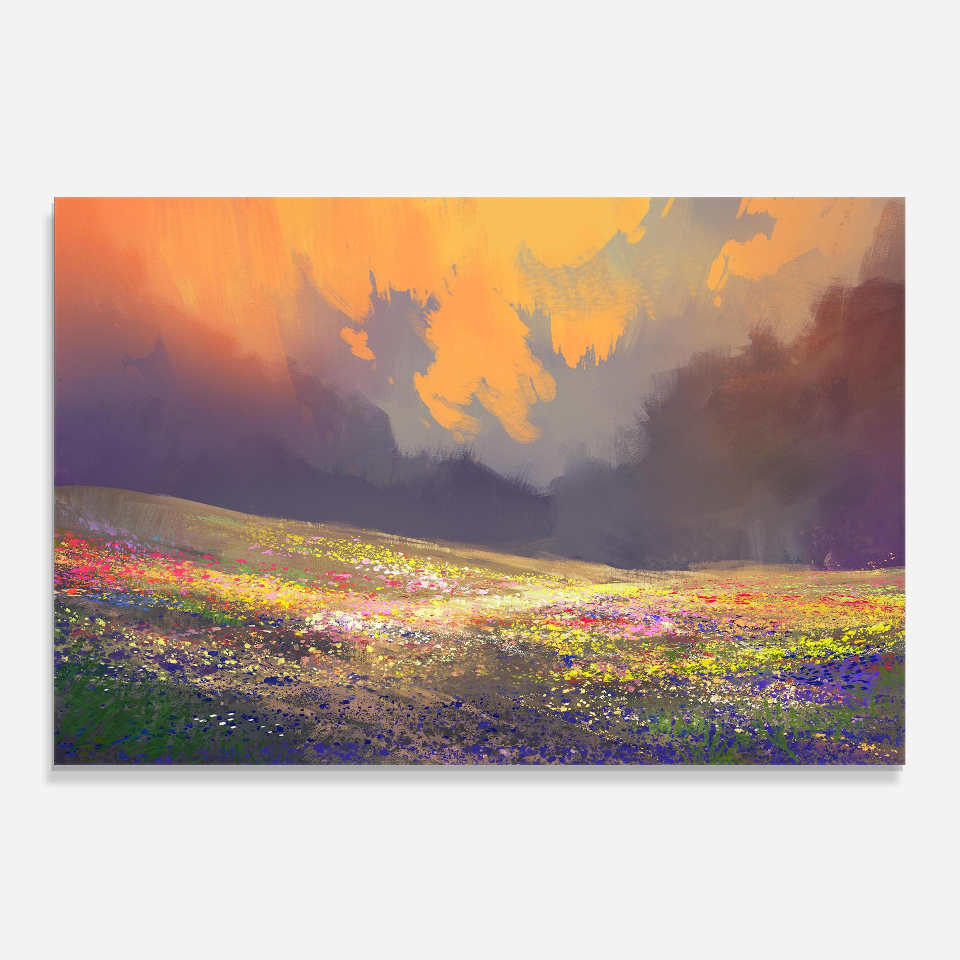 Küchenrückwand Glas Pretty Spring Field mockup 0