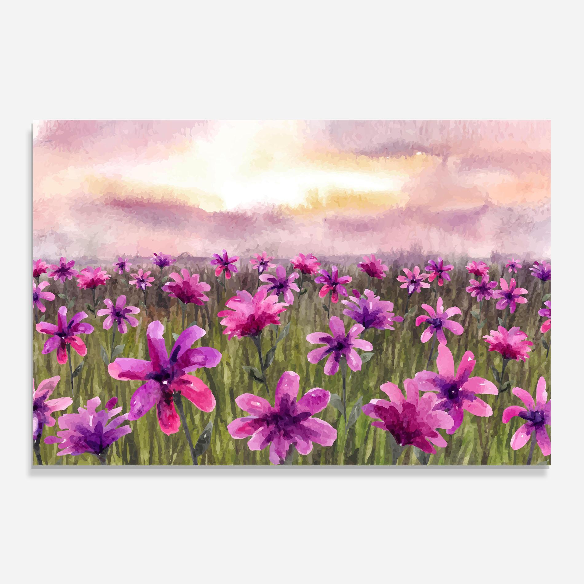 Küchenrückwand Glas Purple Flower Spring mockup 0
