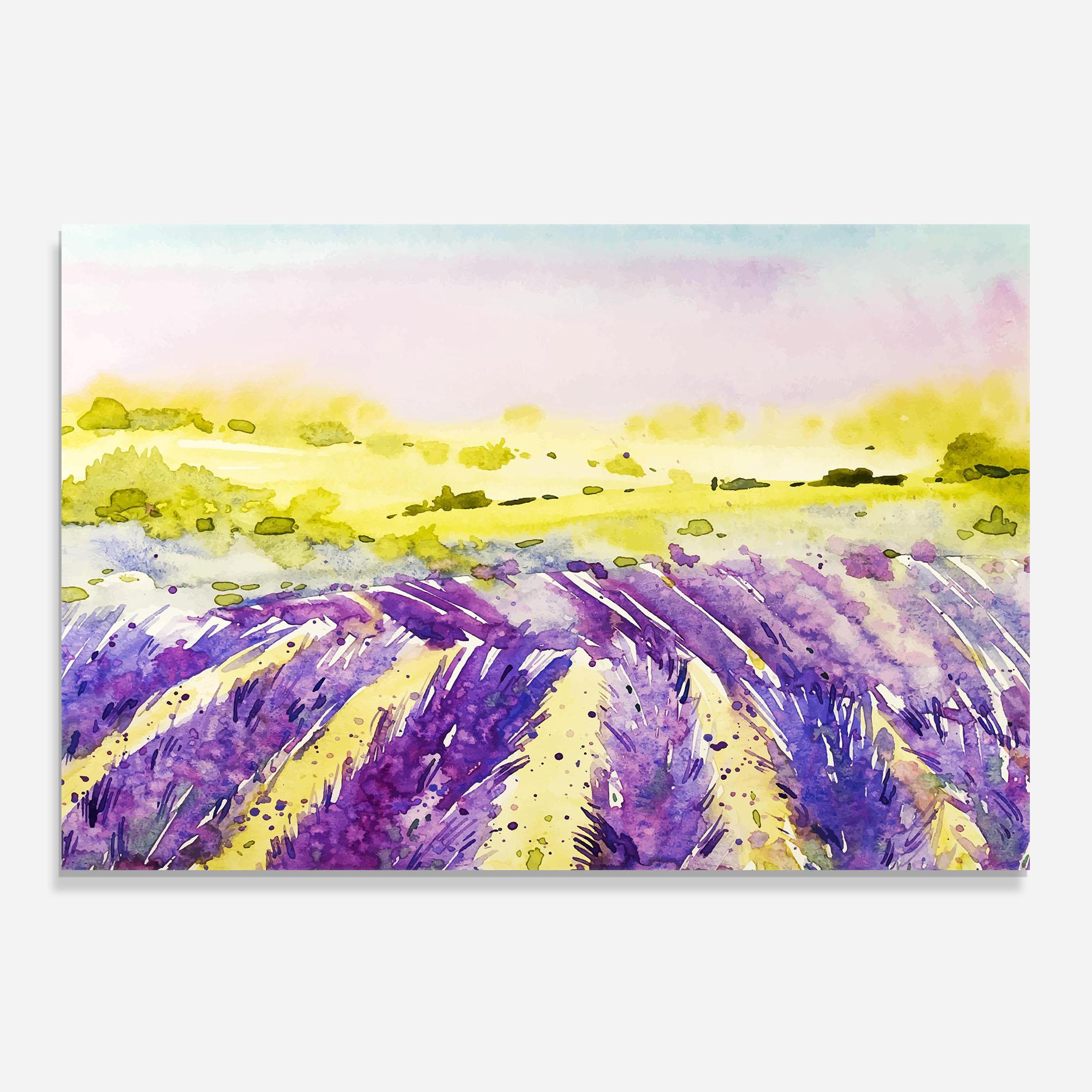 Küchenrückwand Glas Purple Spring Field mockup 0