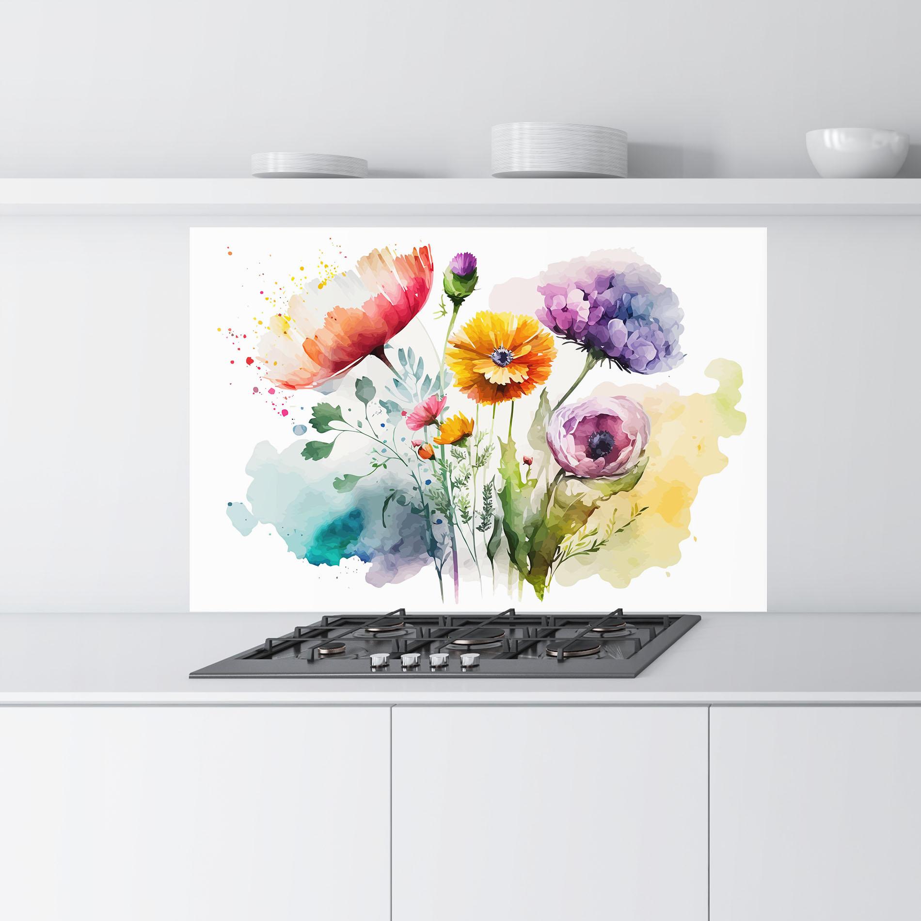 Küchenrückwand Glas Beautiful Spring Flowers mockup 9