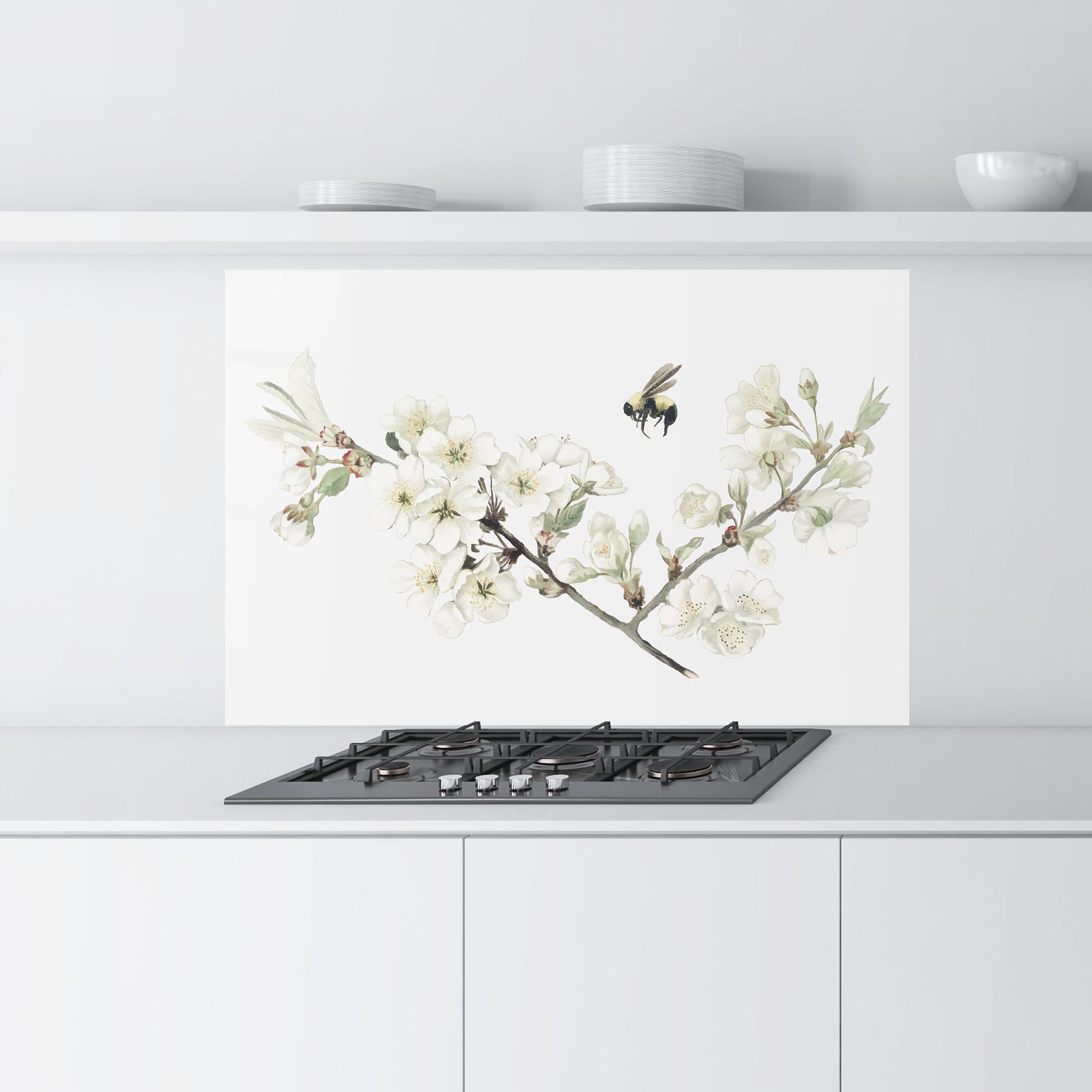 Küchenrückwand Glas Bee Spring Flower mockup 9