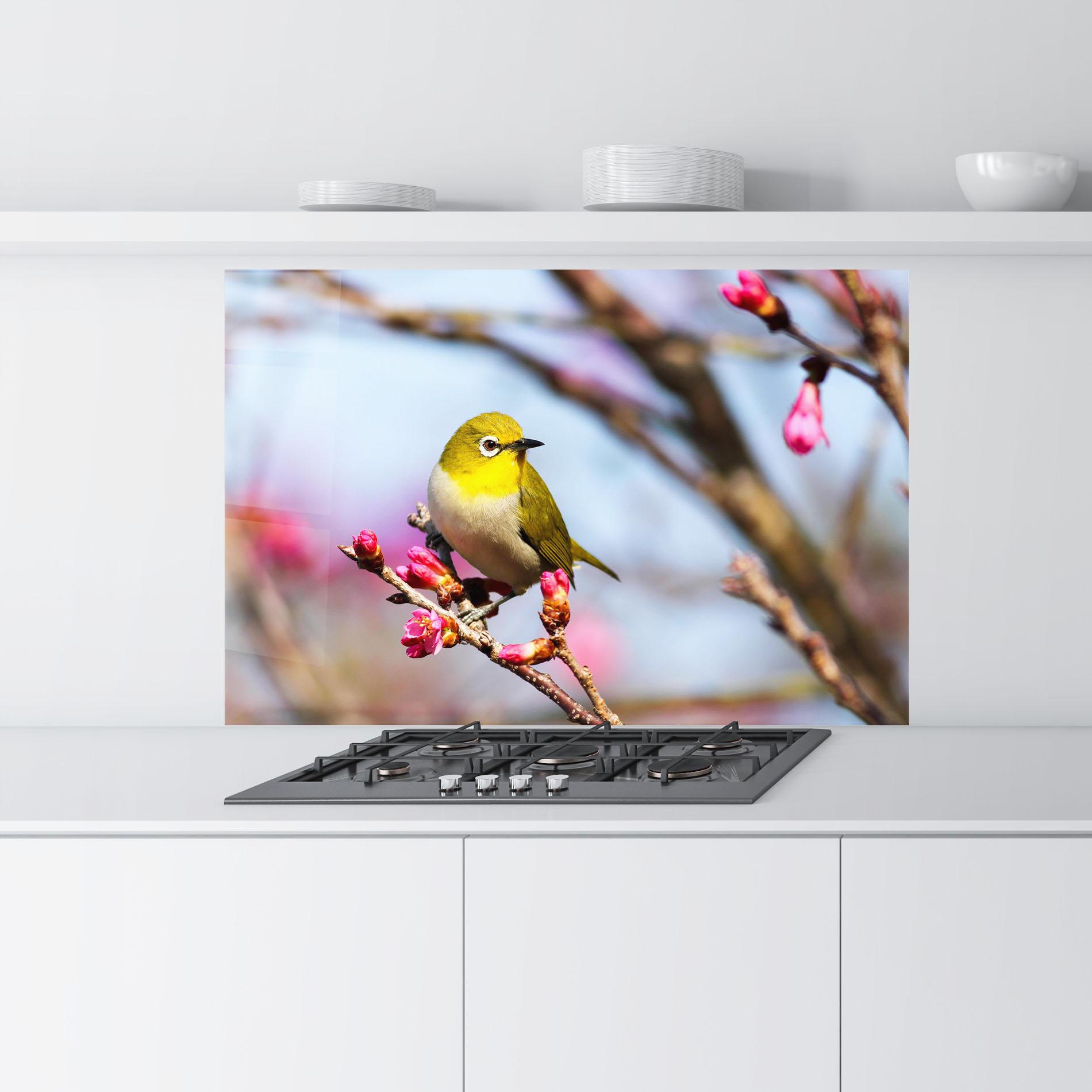 Küchenrückwand Glas Cute Pink Flower Buds mockup 9