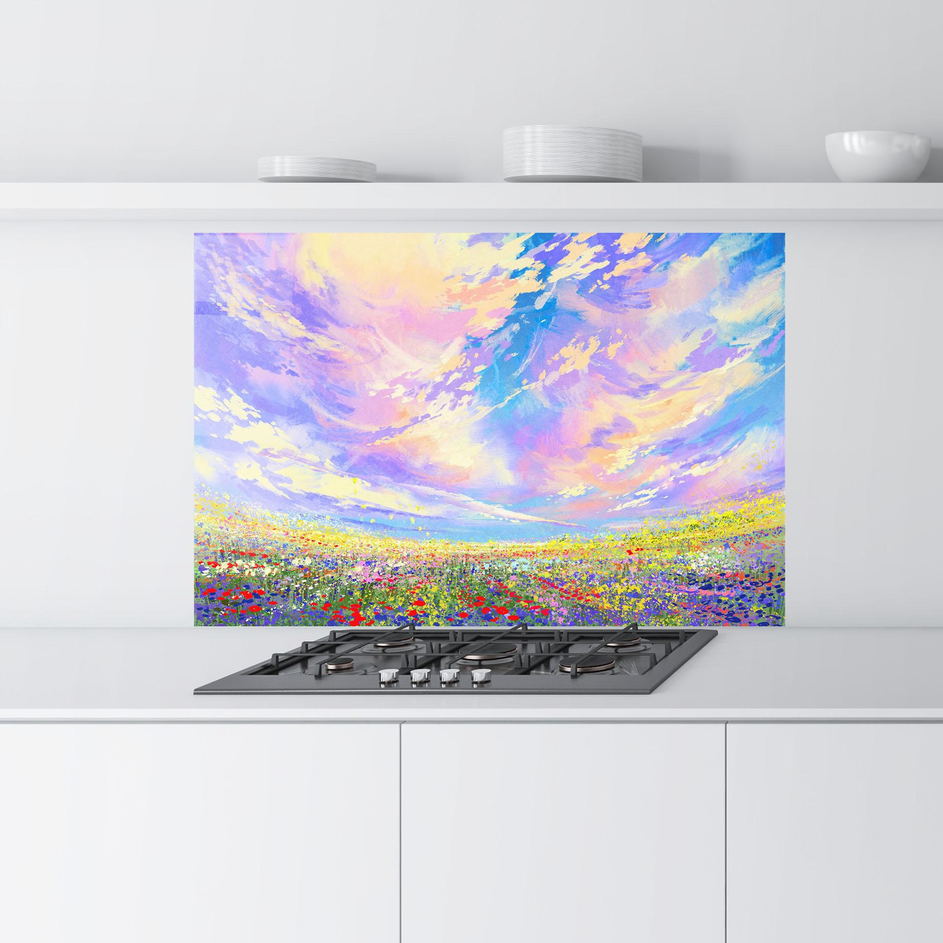 Küchenrückwand Glas Spring Field mockup 9