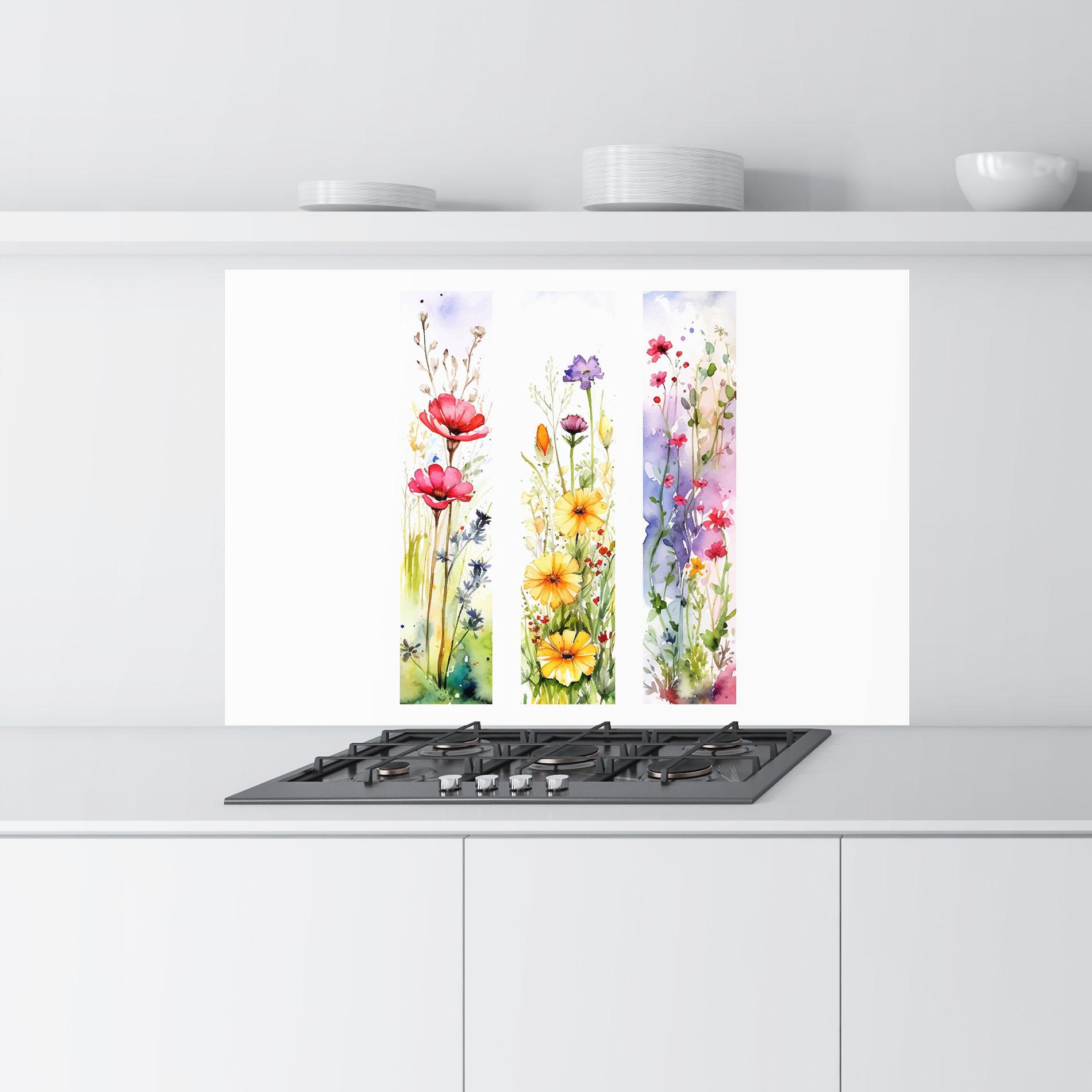 Küchenrückwand Glas Spring Flowers Set mockup 9