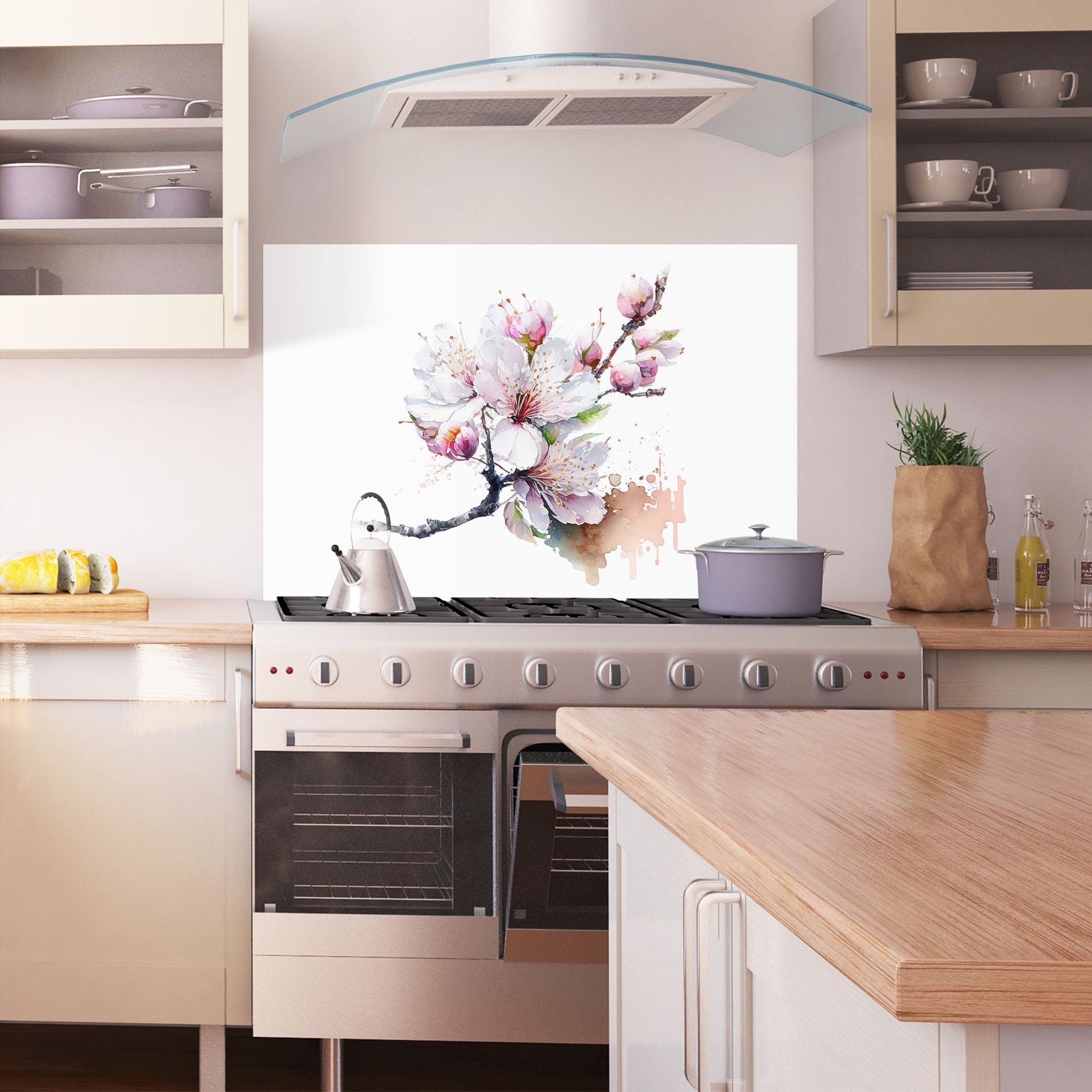 Küchenrückwand Glas Cherry Spring Art mockup 1