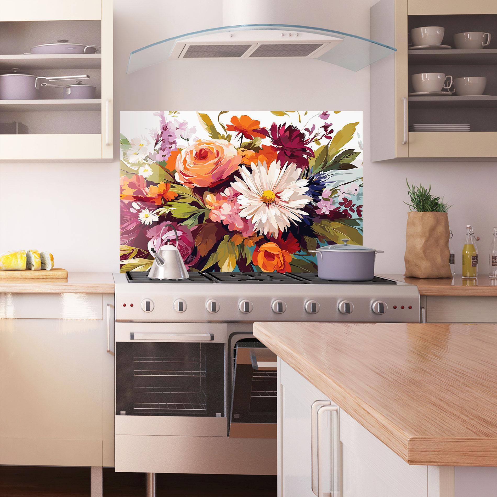 Küchenrückwand Glas Cream Orange Spring mockup 1